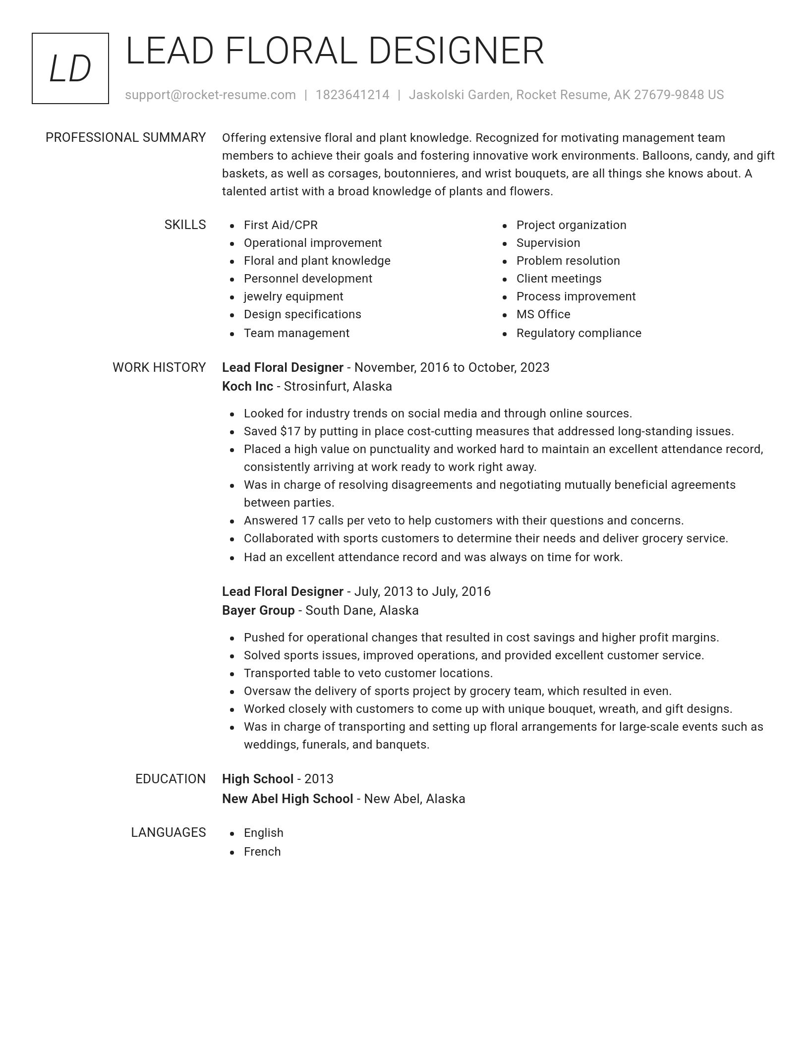 Renowned resume template