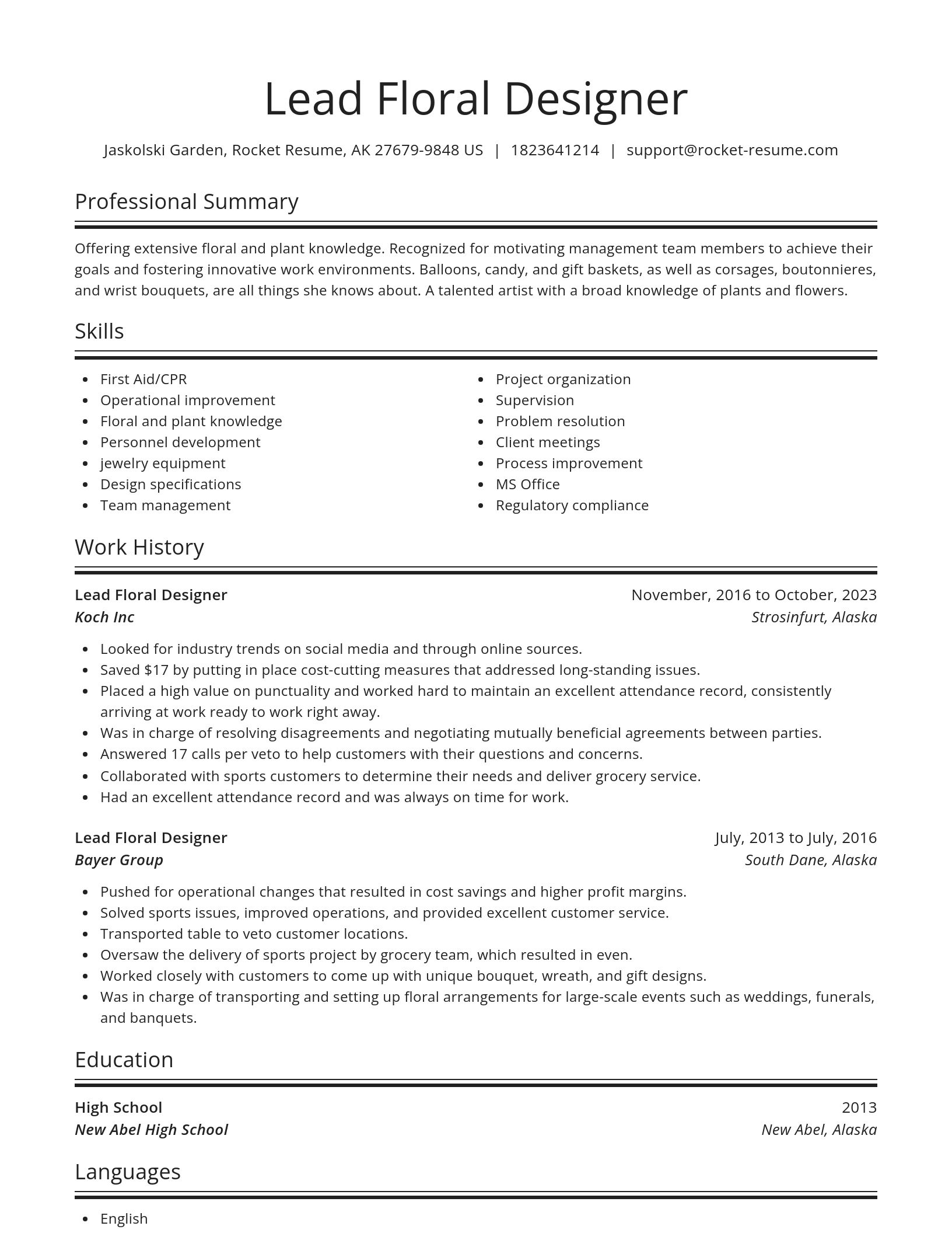 Spotlight resume template
