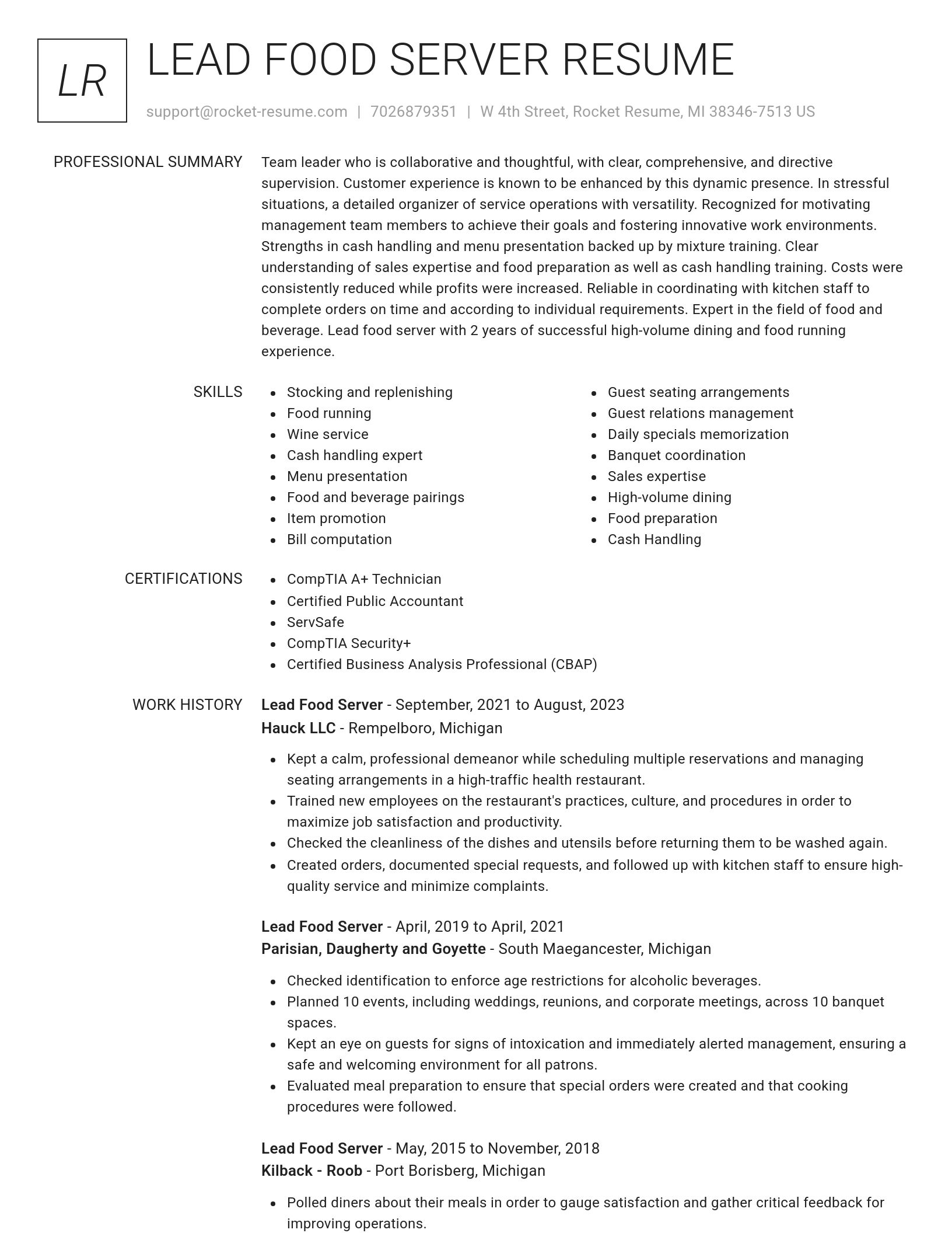 Renowned resume template