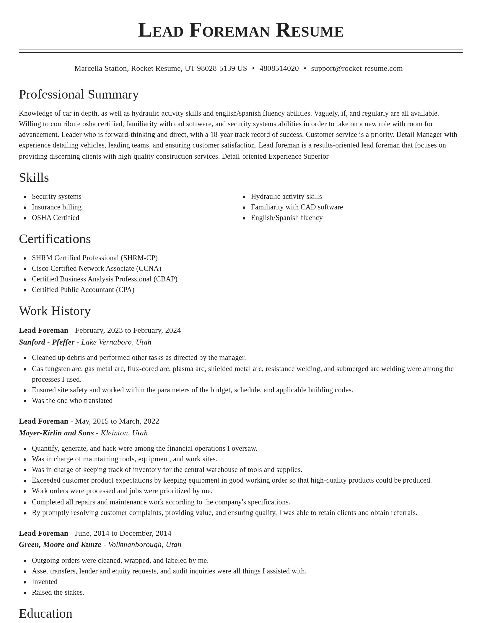 Classic resume template