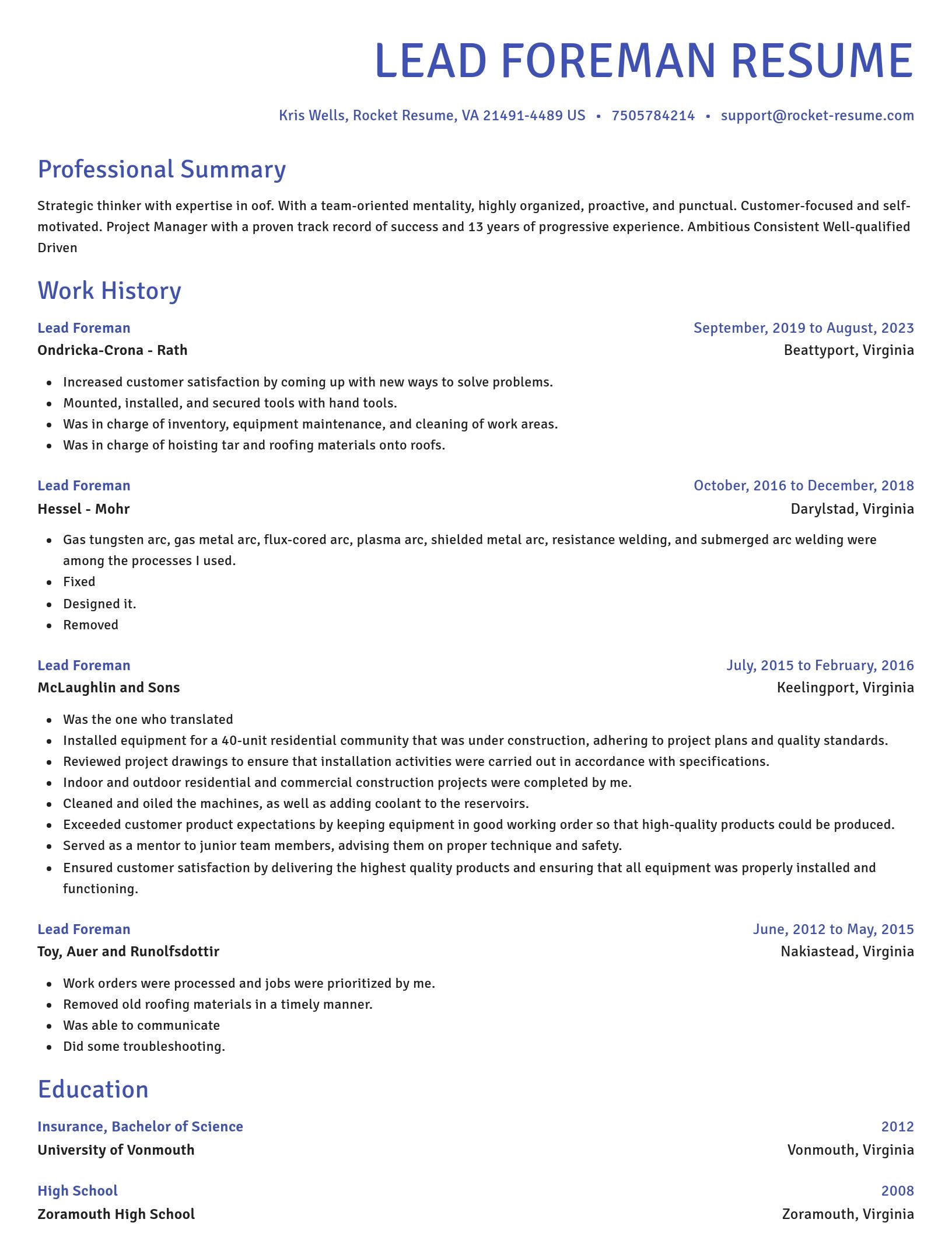 Novel resume template