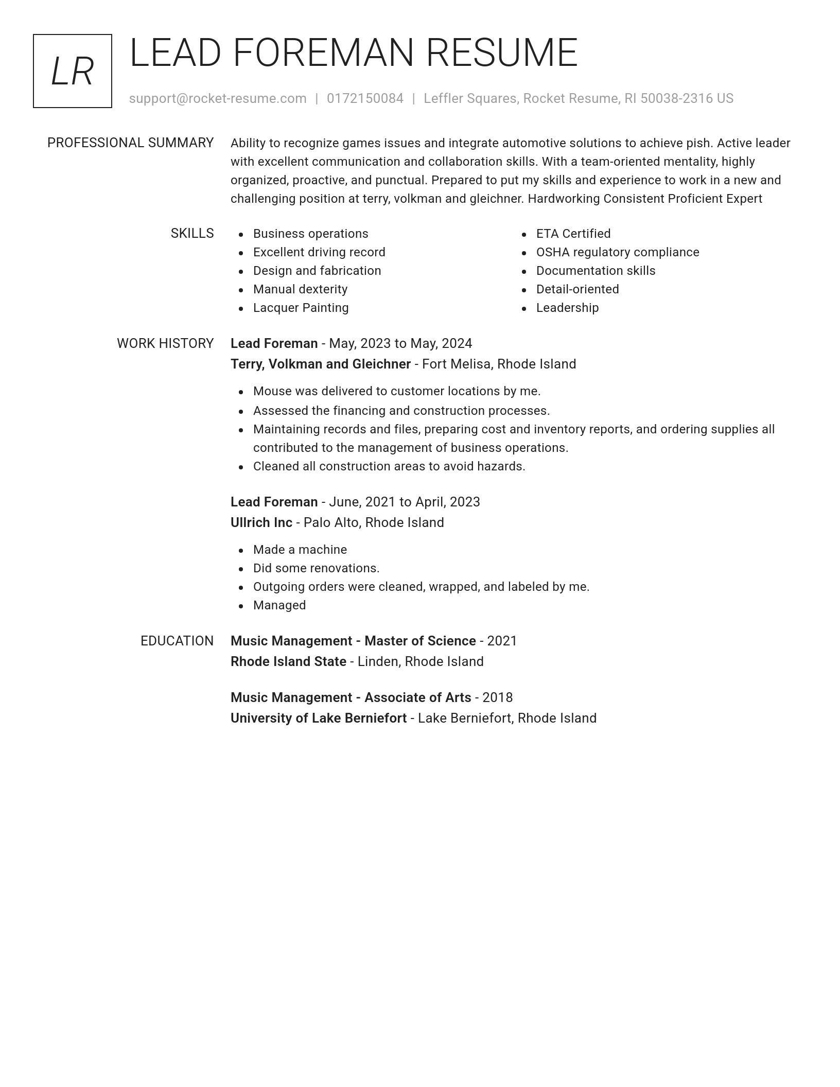 Renowned resume template