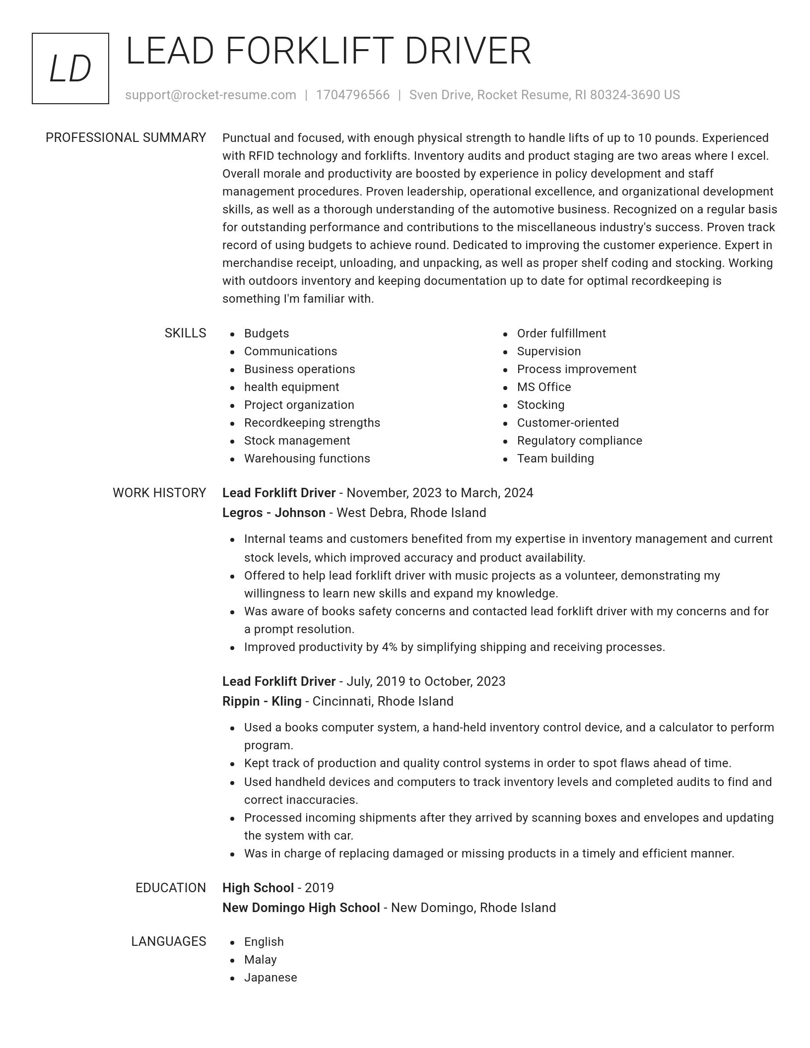 Renowned resume template