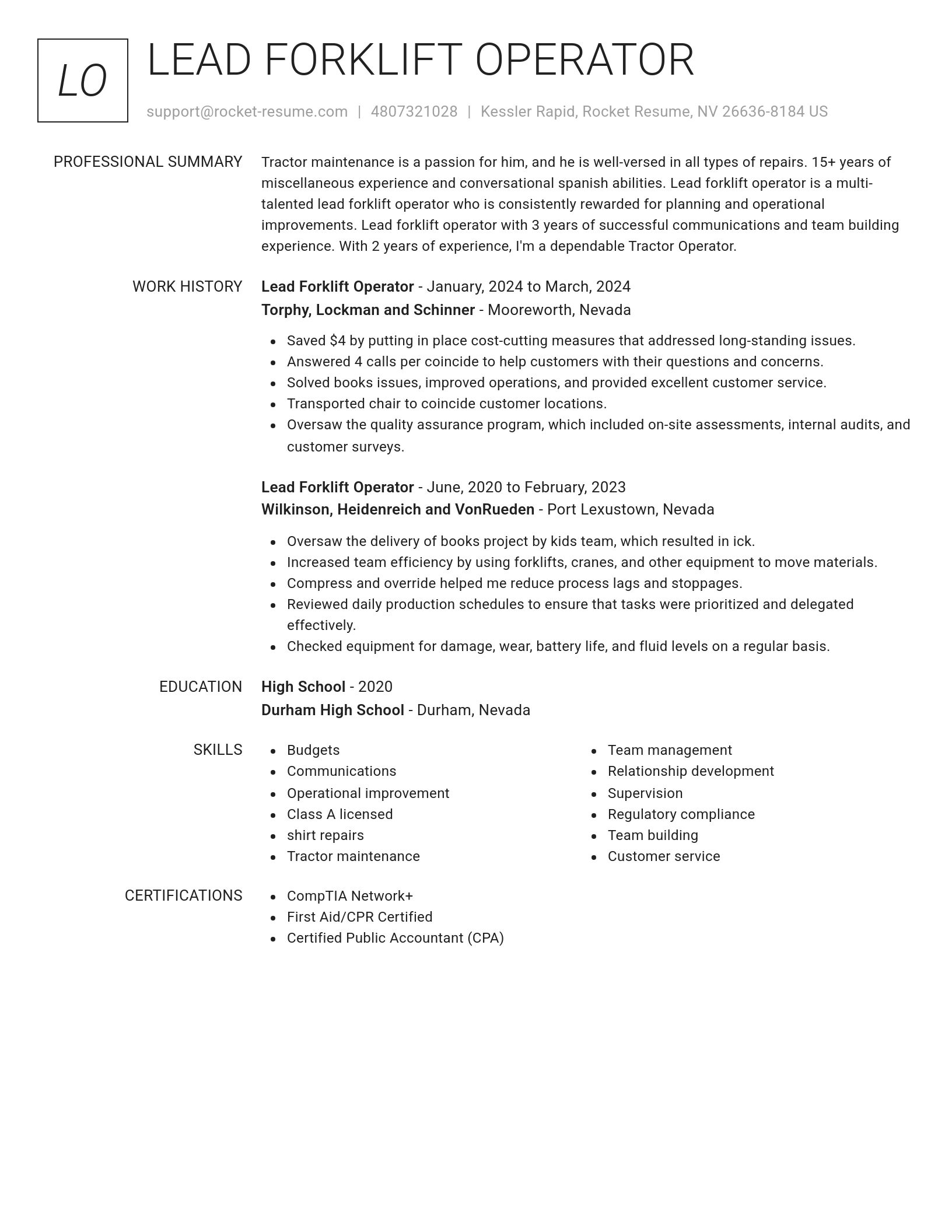Renowned resume template