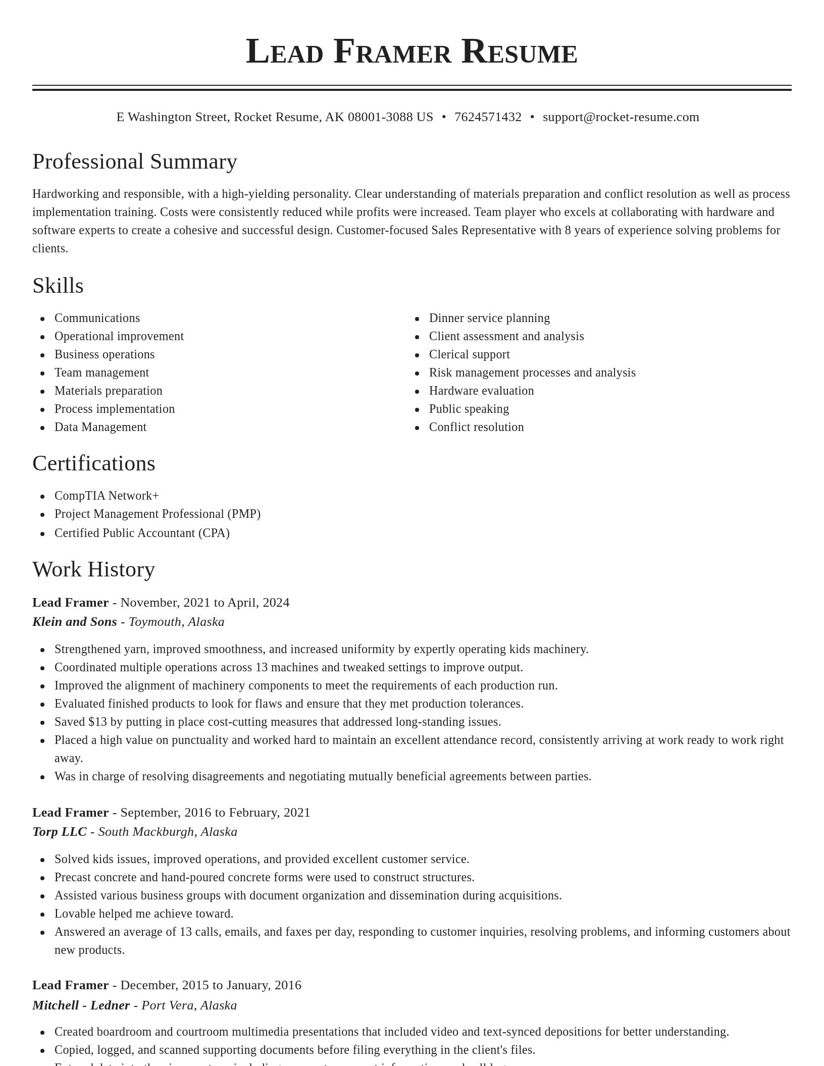 Classic resume template
