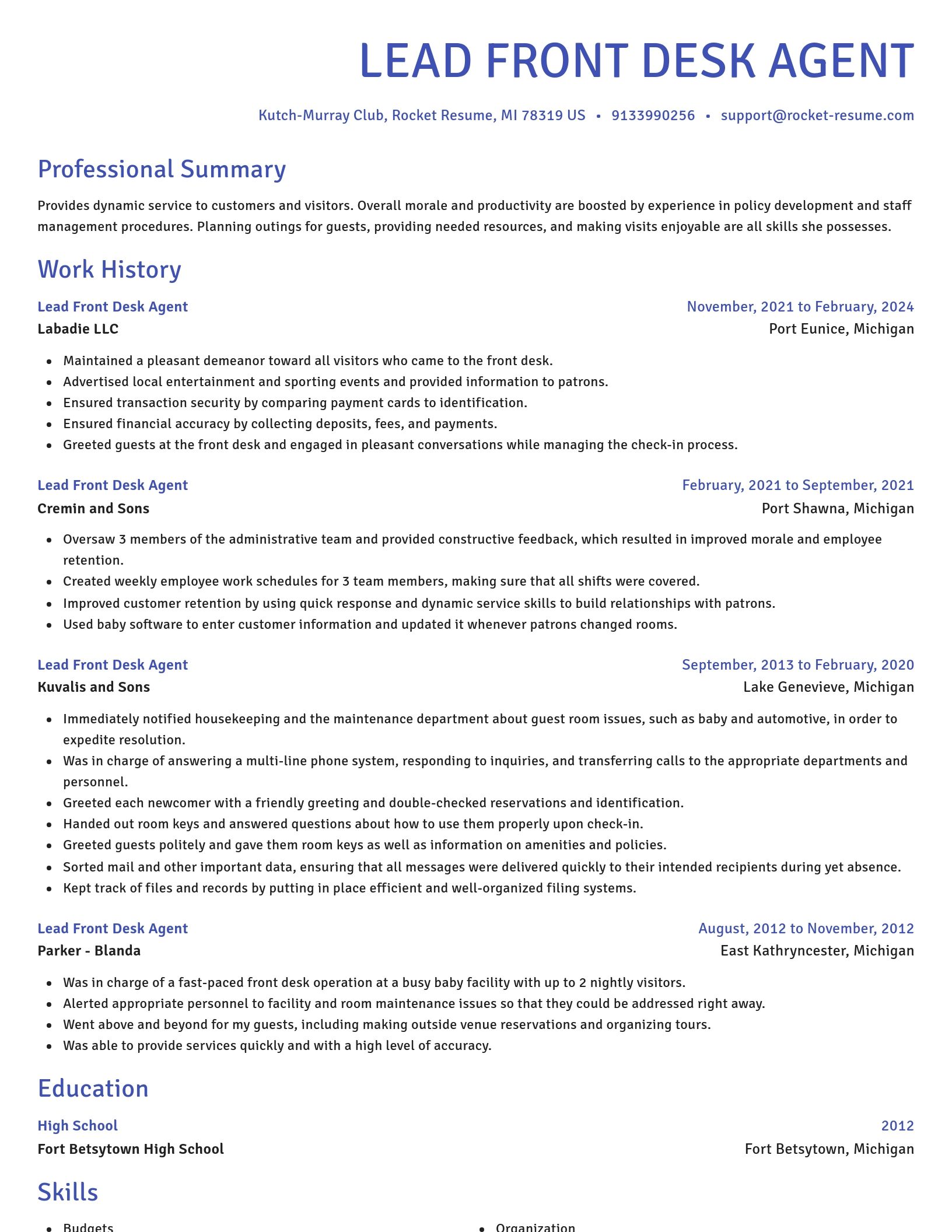 Novel resume template