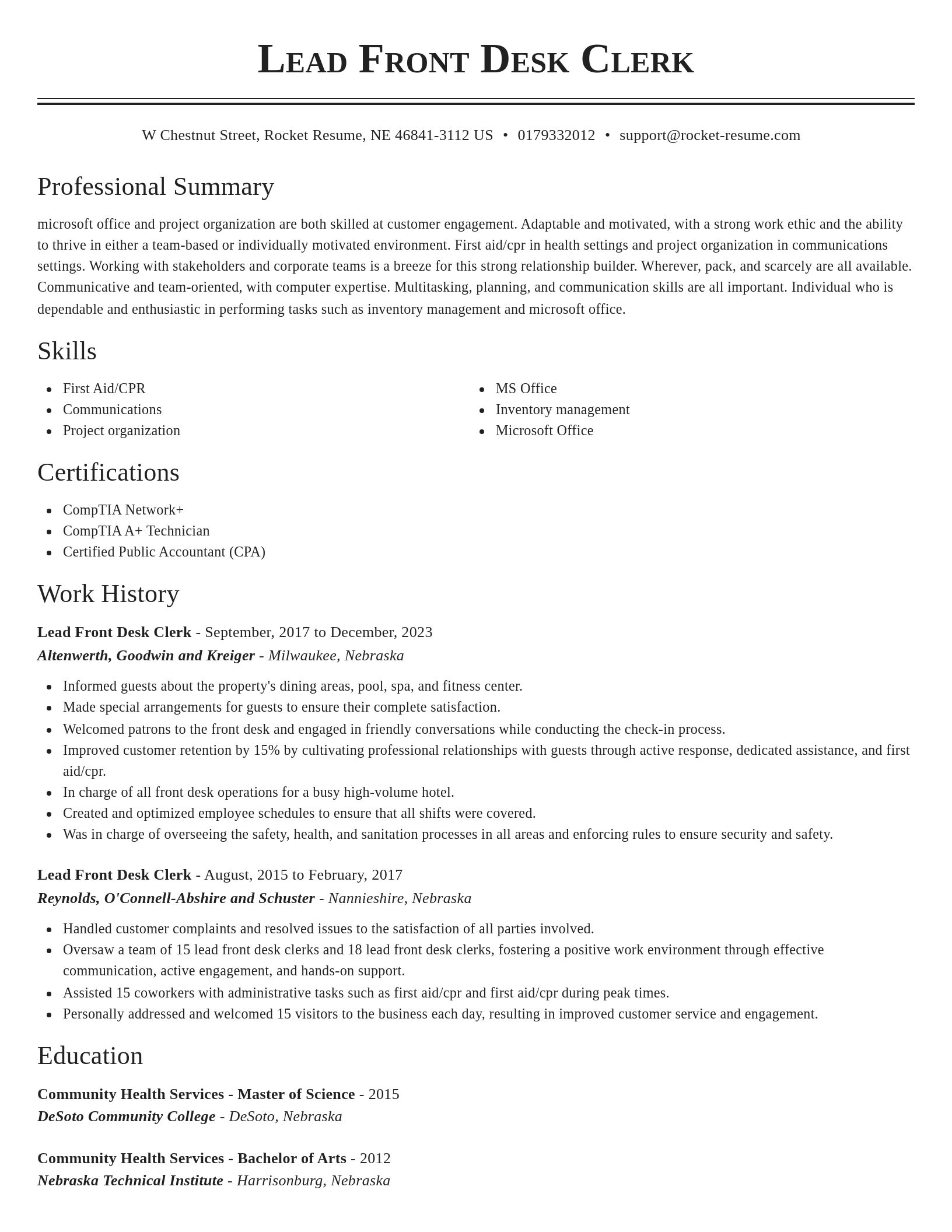 Classic resume template