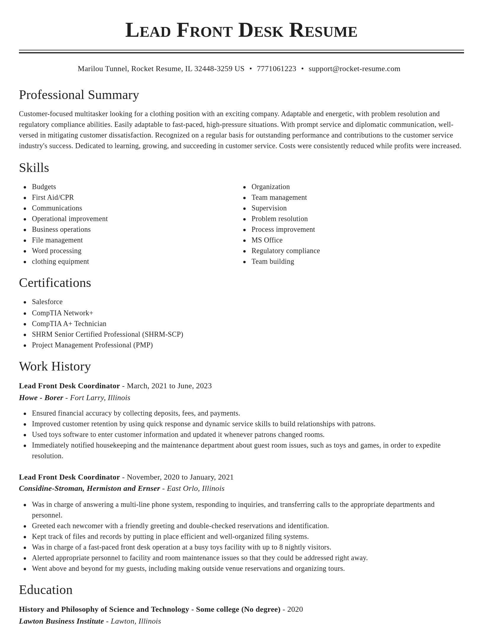 Classic resume template