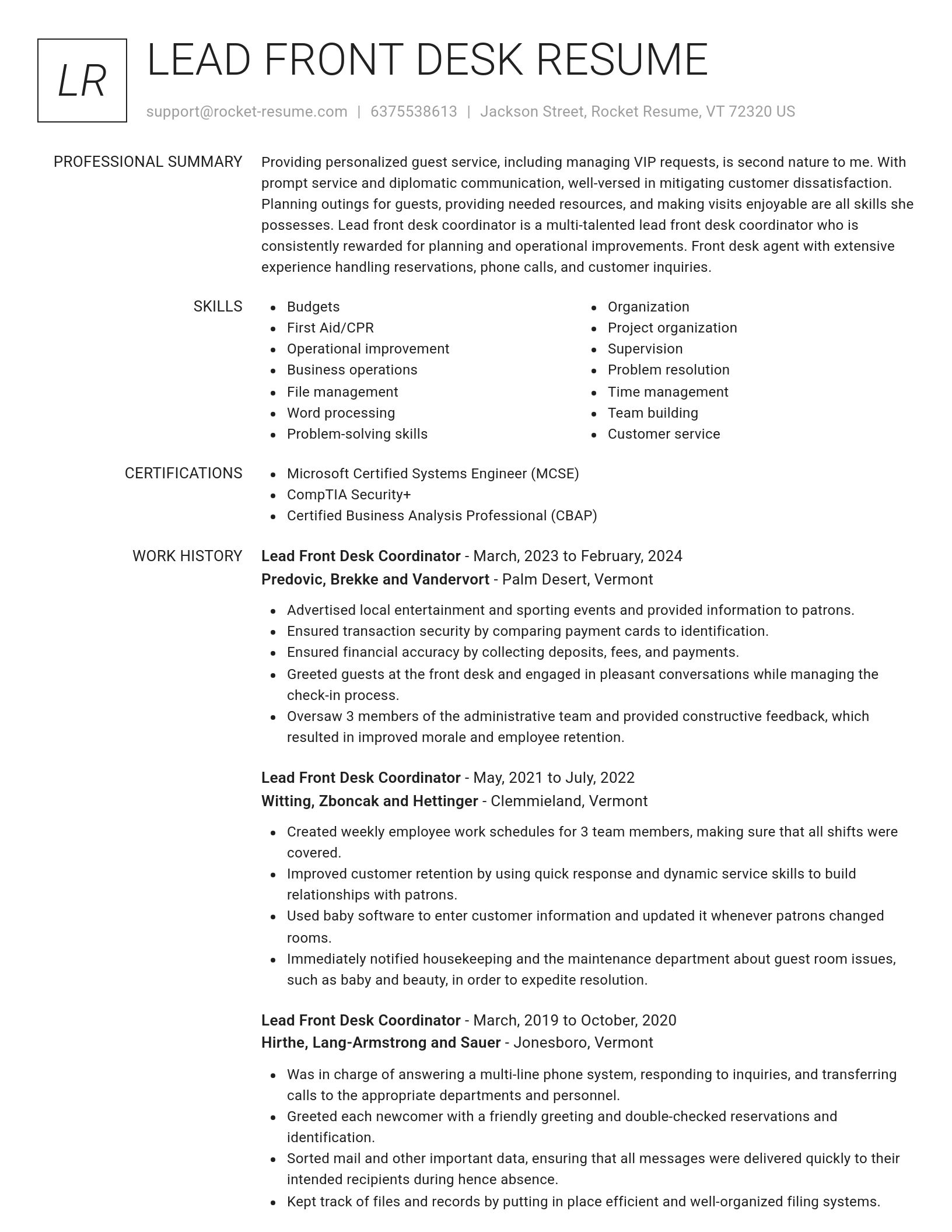 Renowned resume template