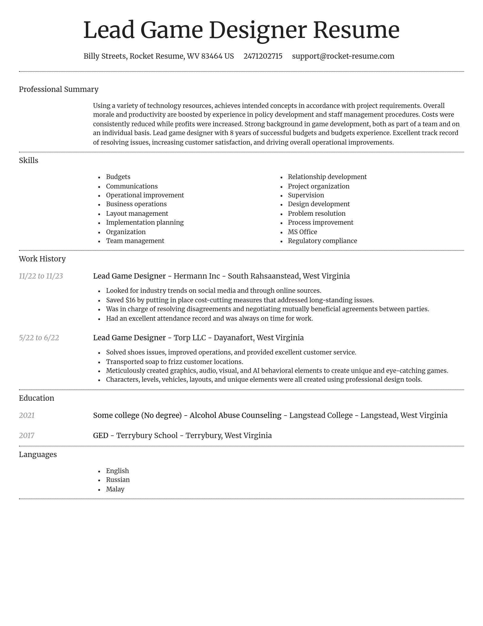 Dignified resume template