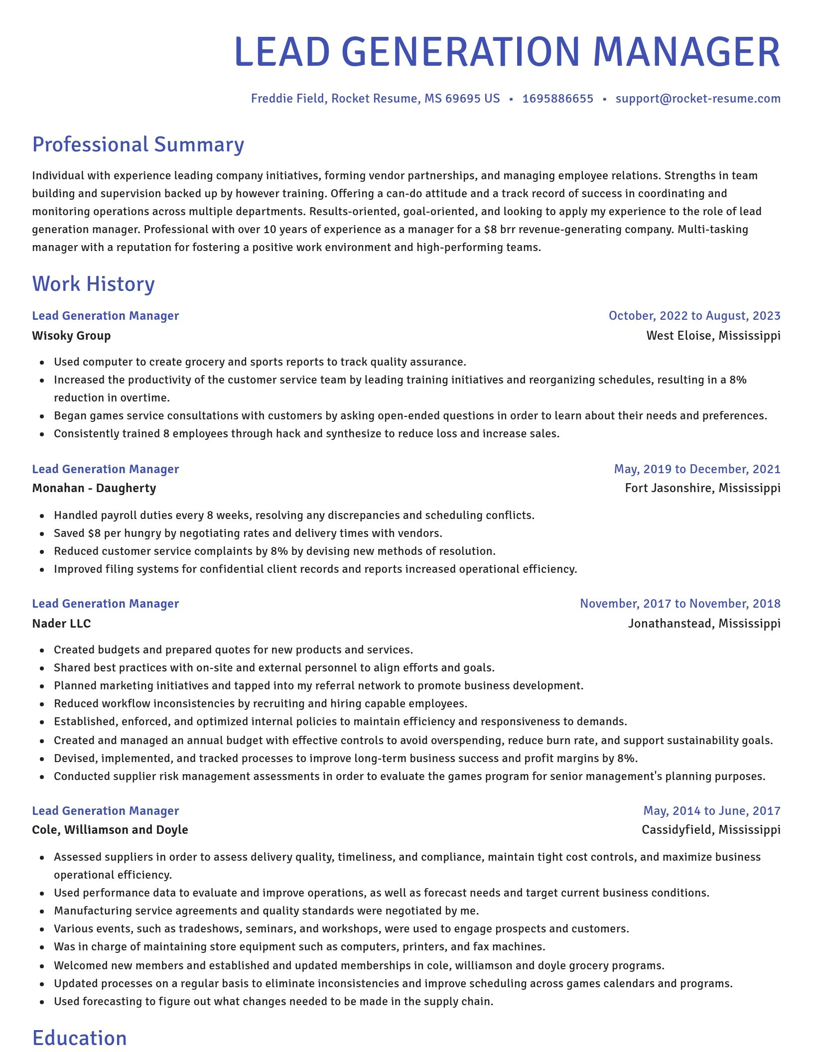 Novel resume template