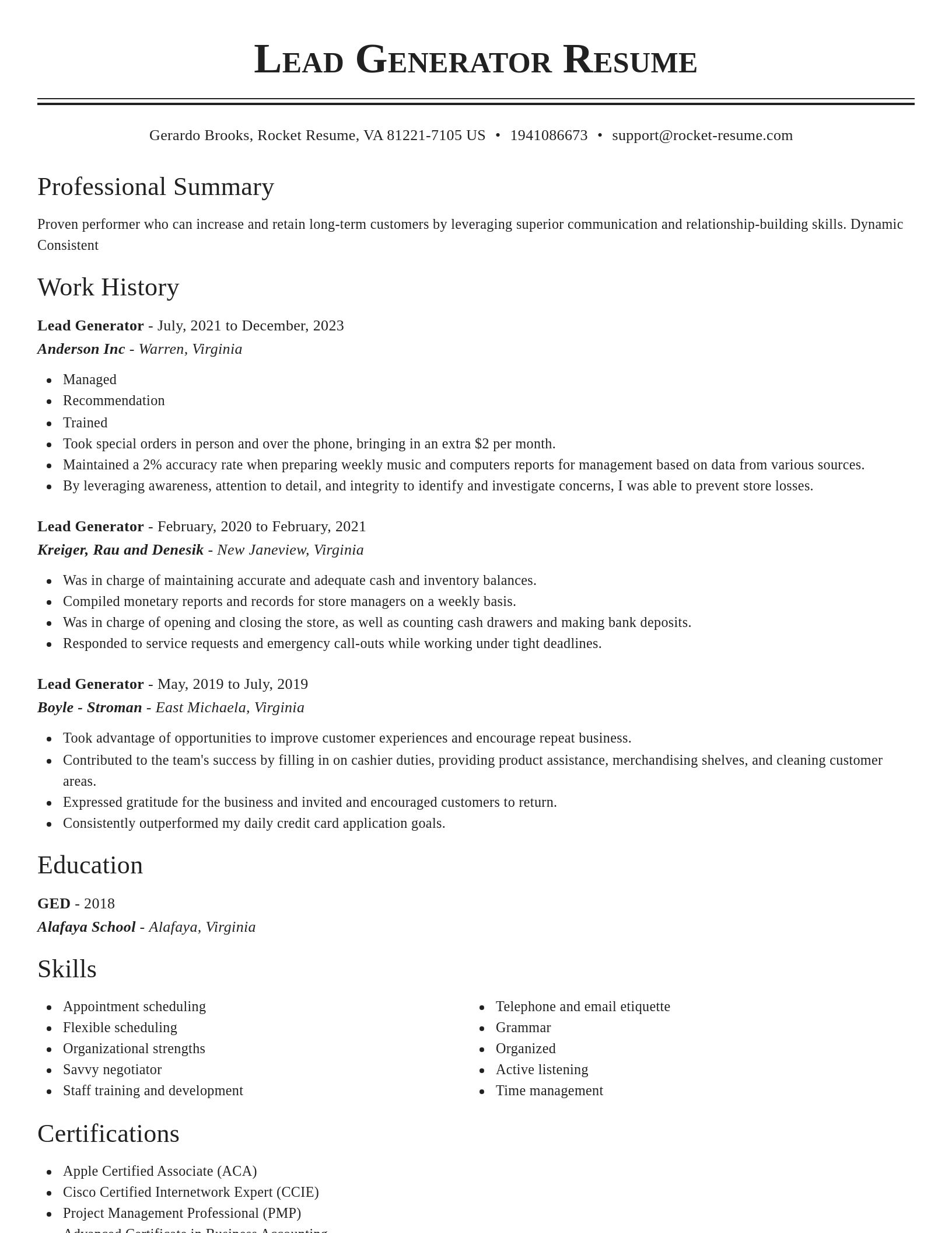 Classic resume template