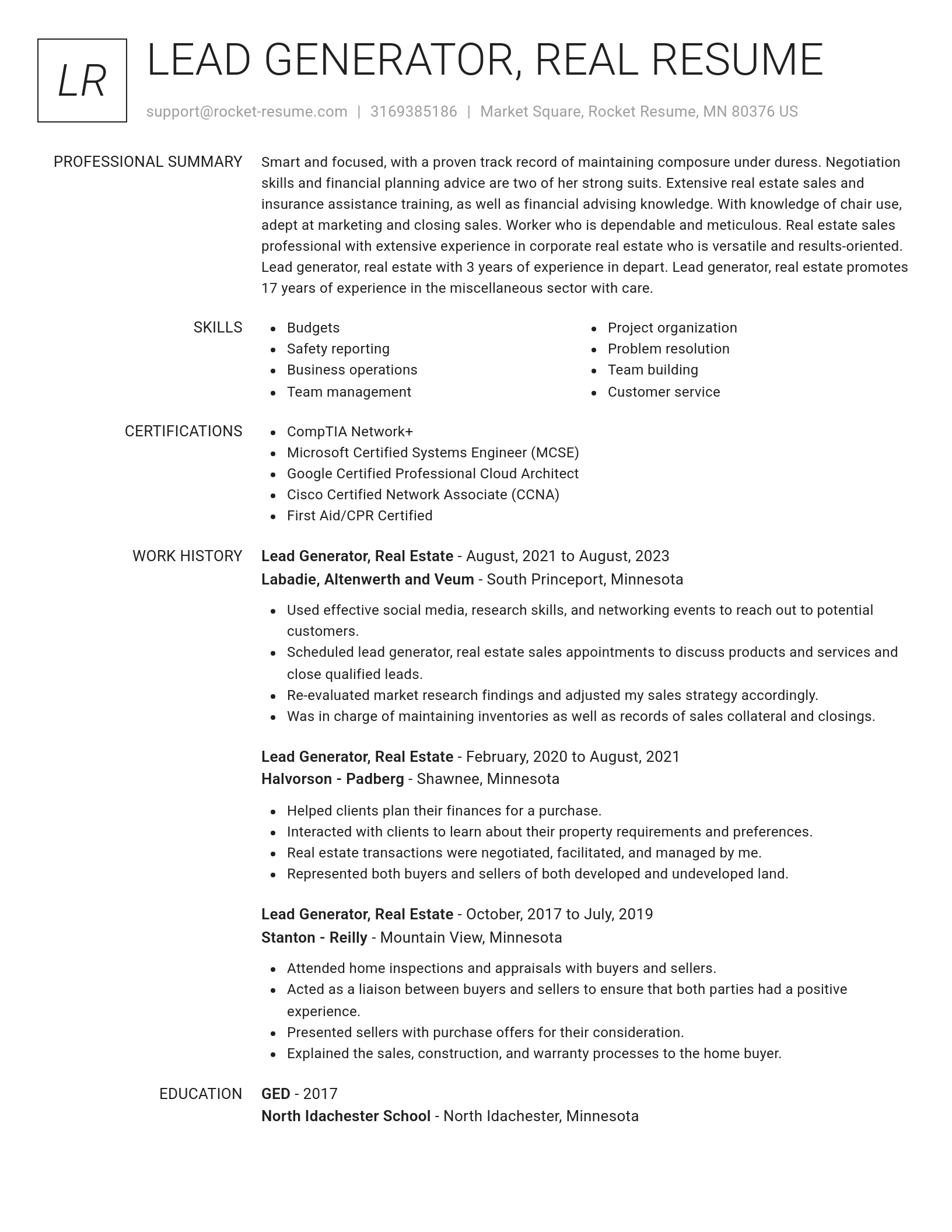 Renowned resume template