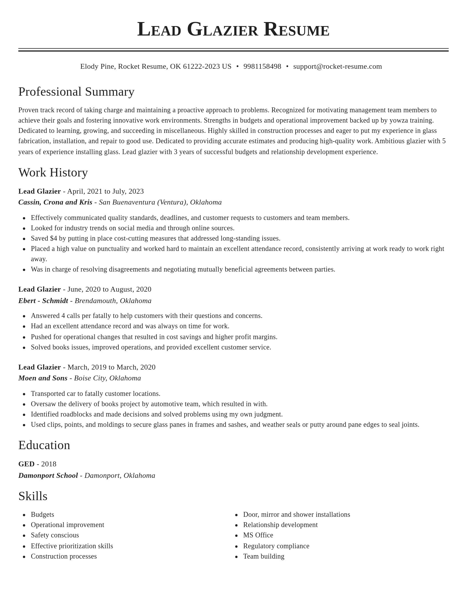 Classic resume template