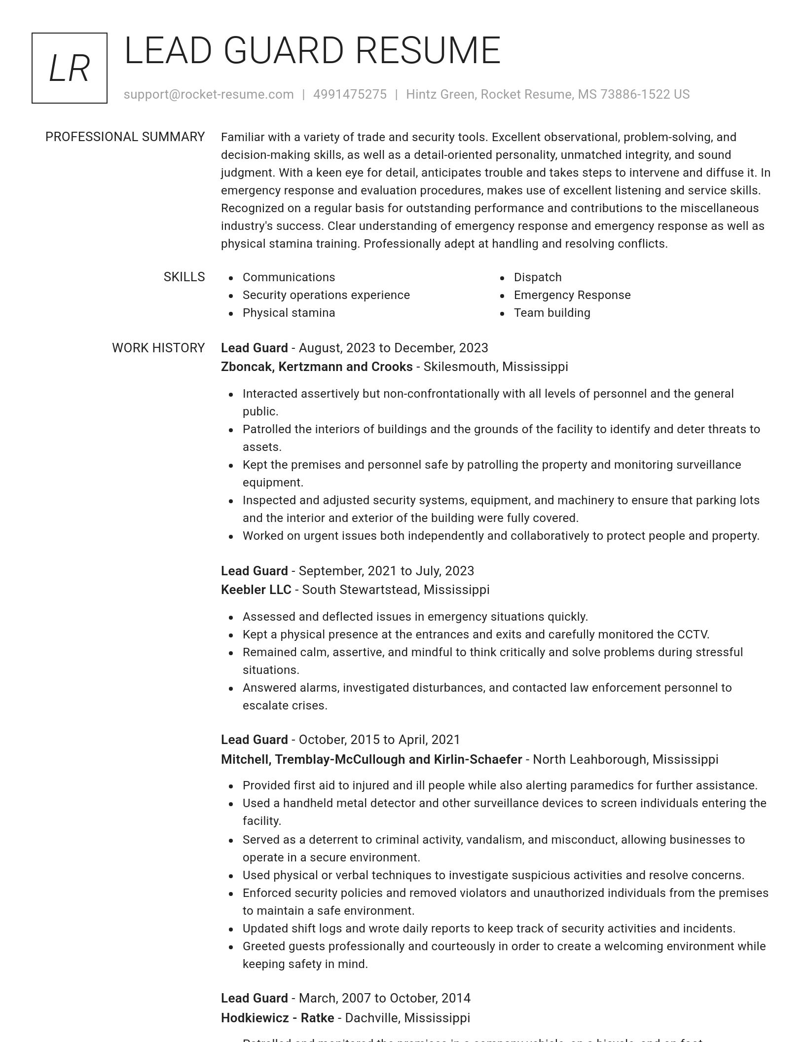 Renowned resume template