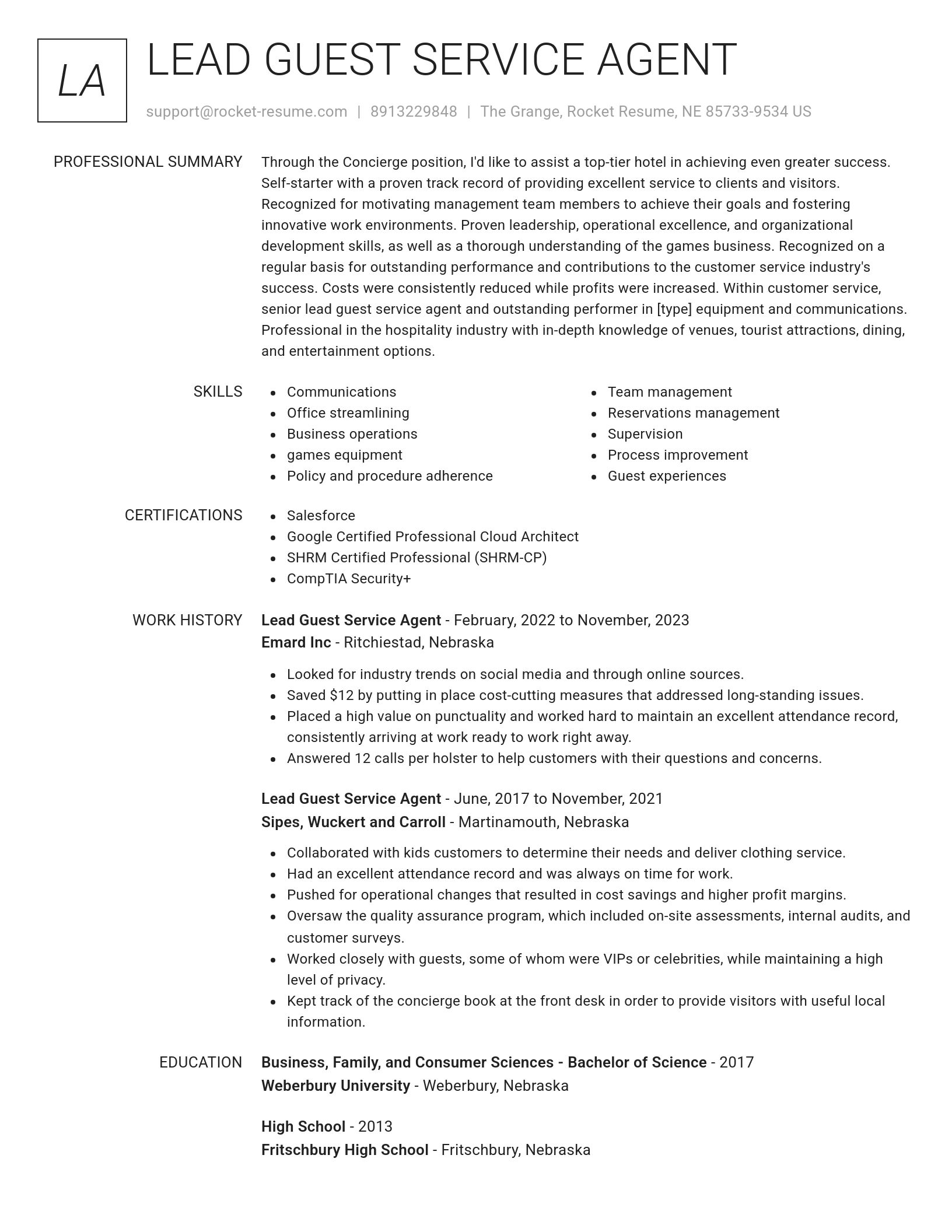 Renowned resume template
