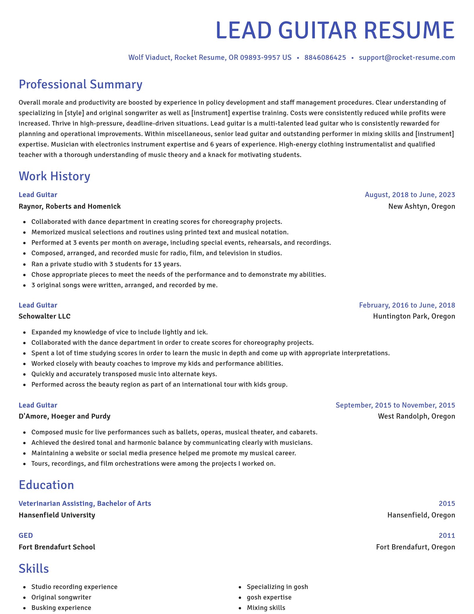 Novel resume template