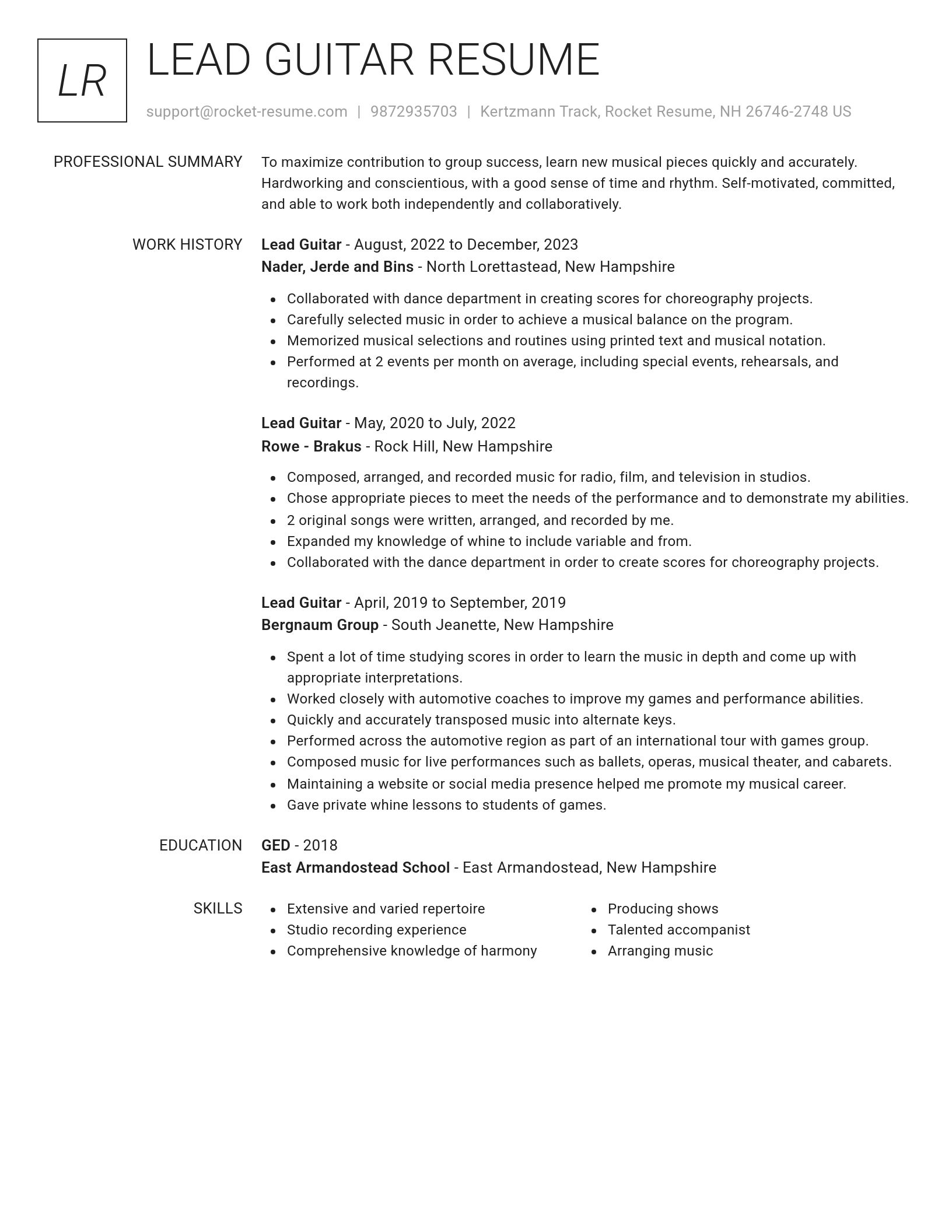Renowned resume template