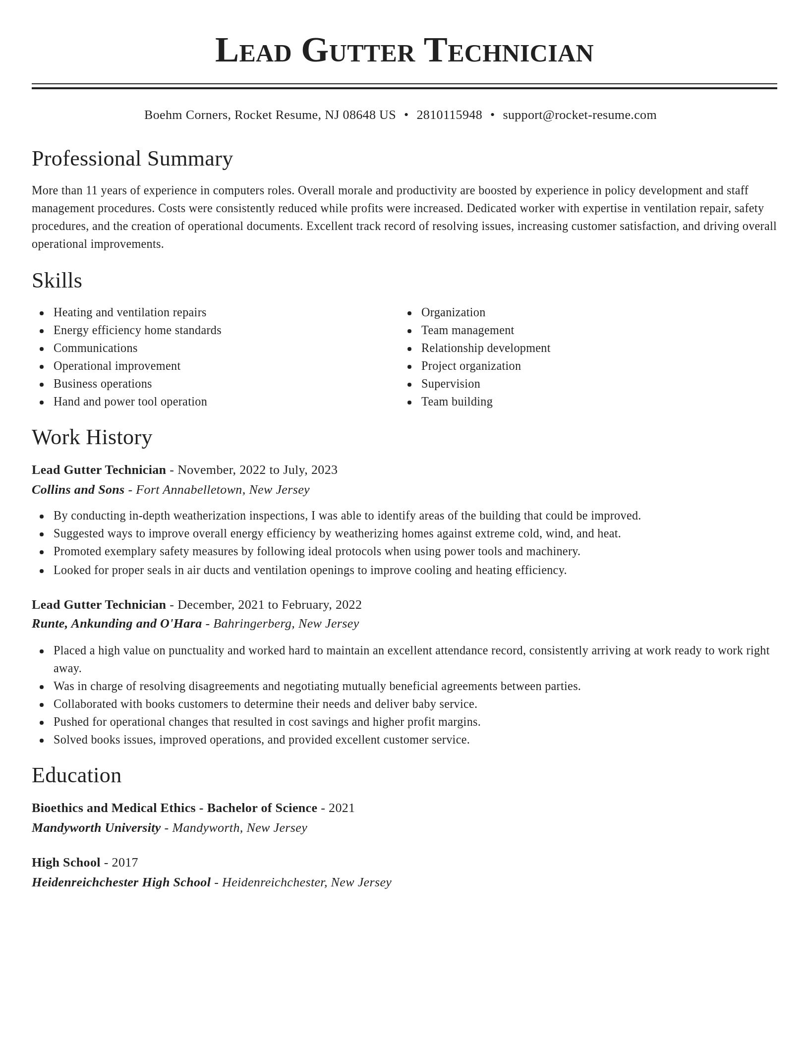 Classic resume template