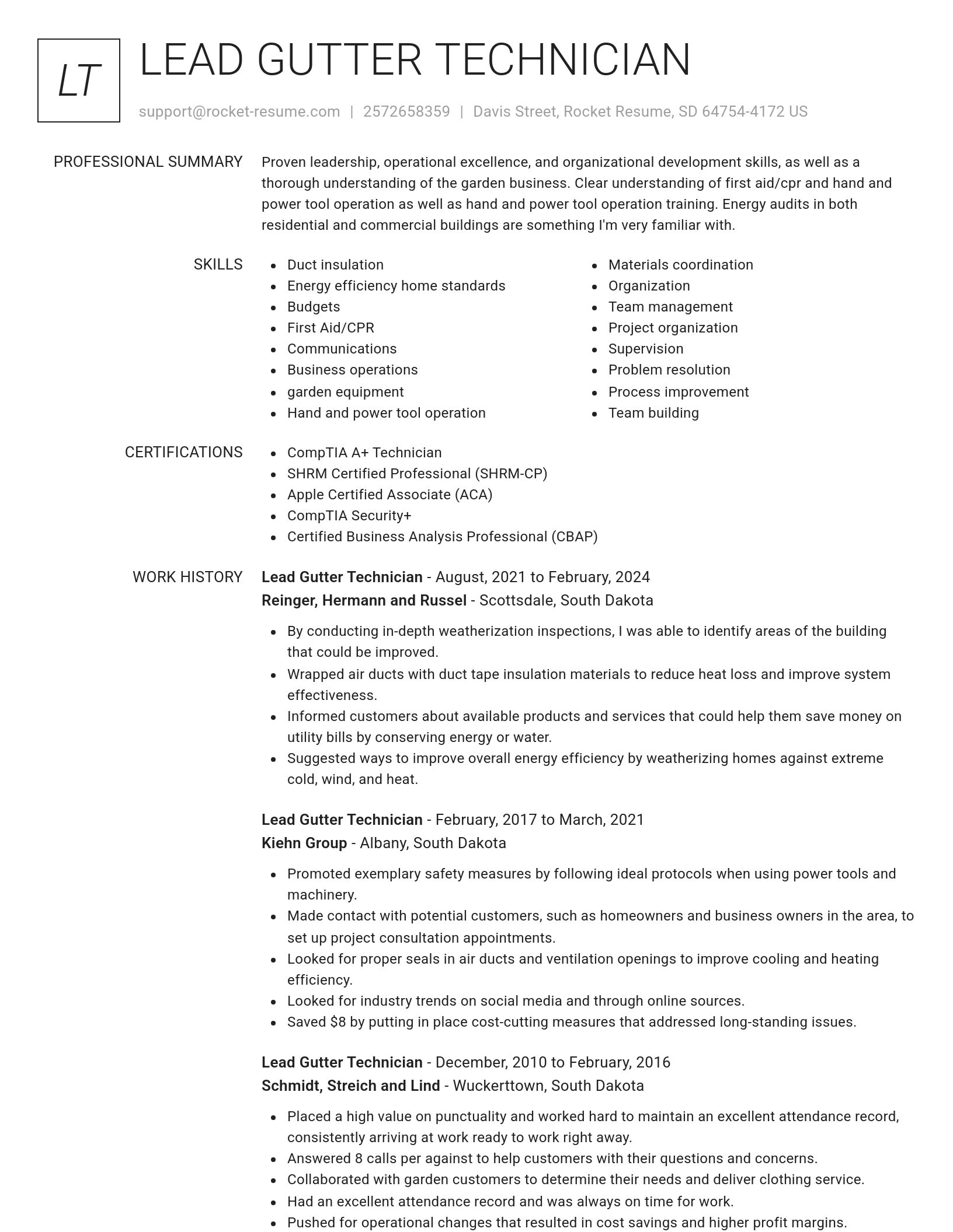 Renowned resume template