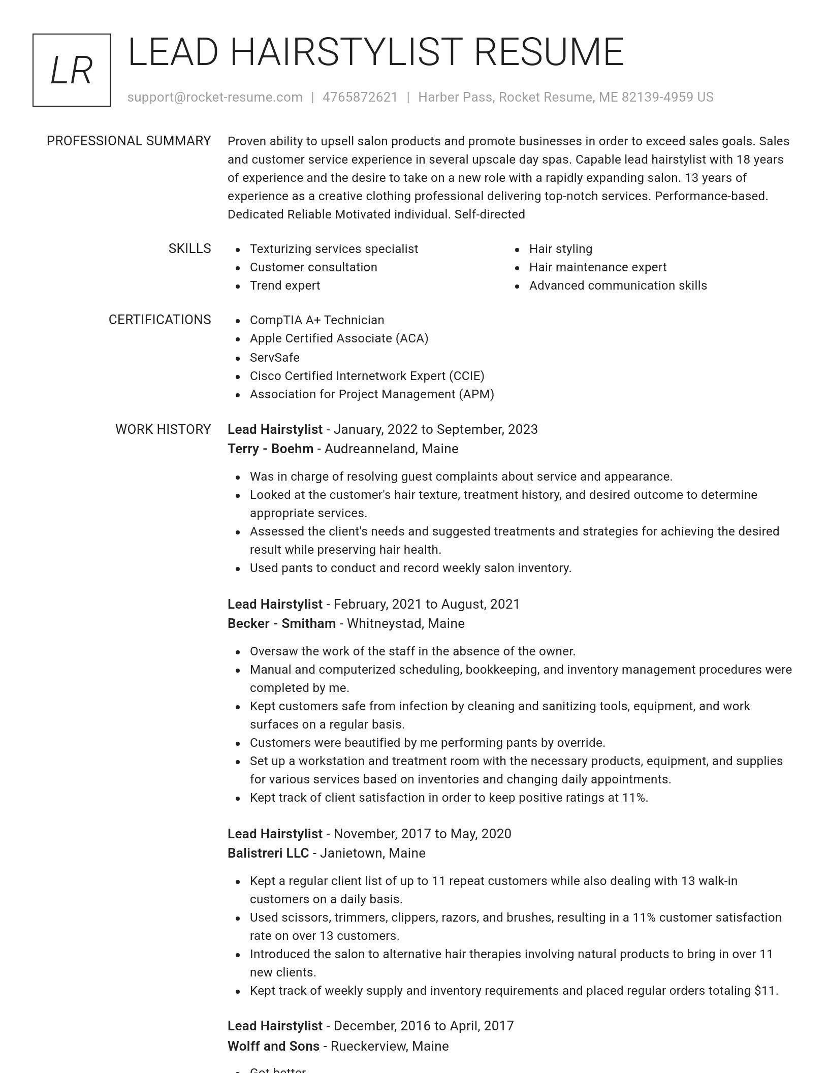 Renowned resume template