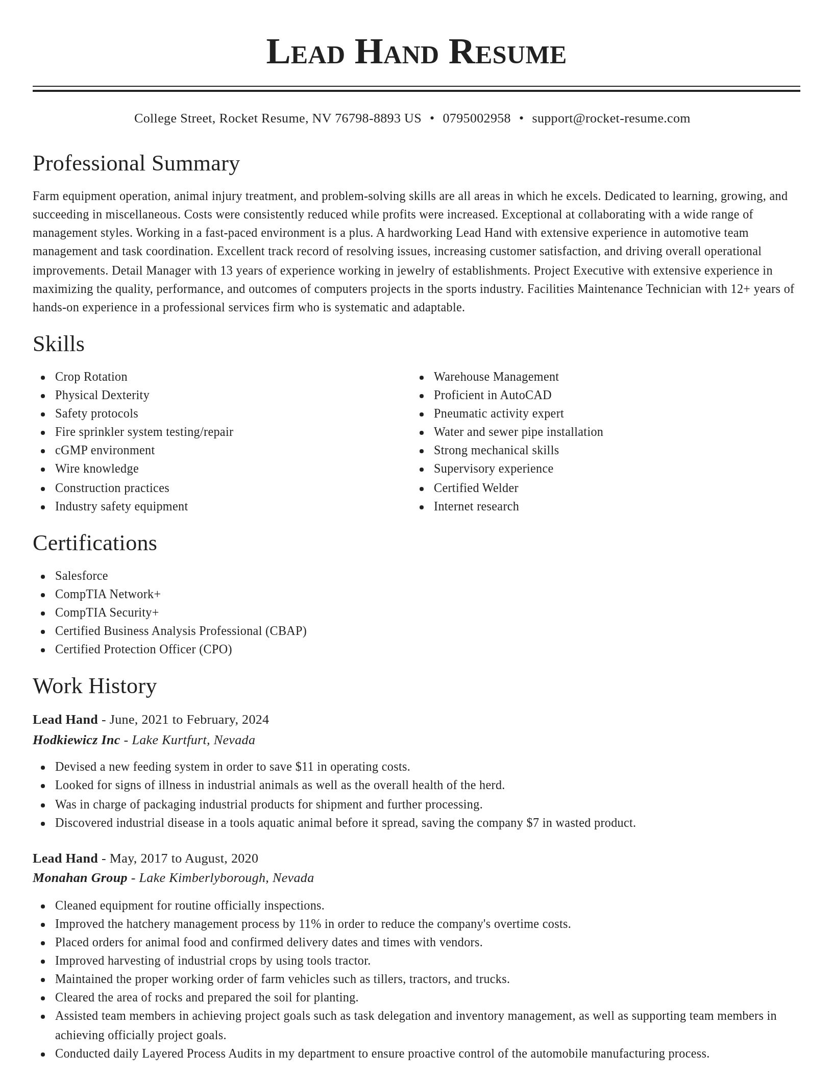 Classic resume template
