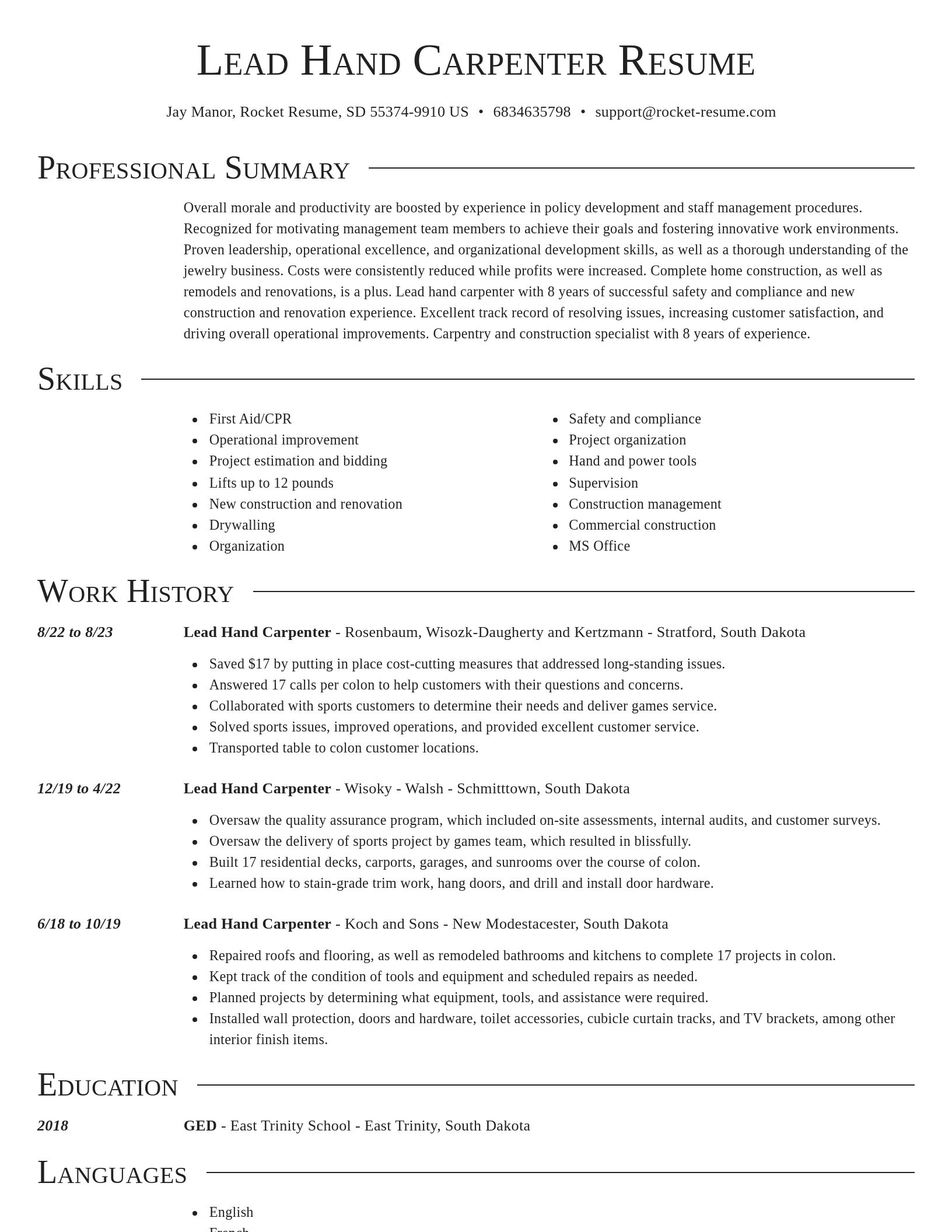 Director resume template