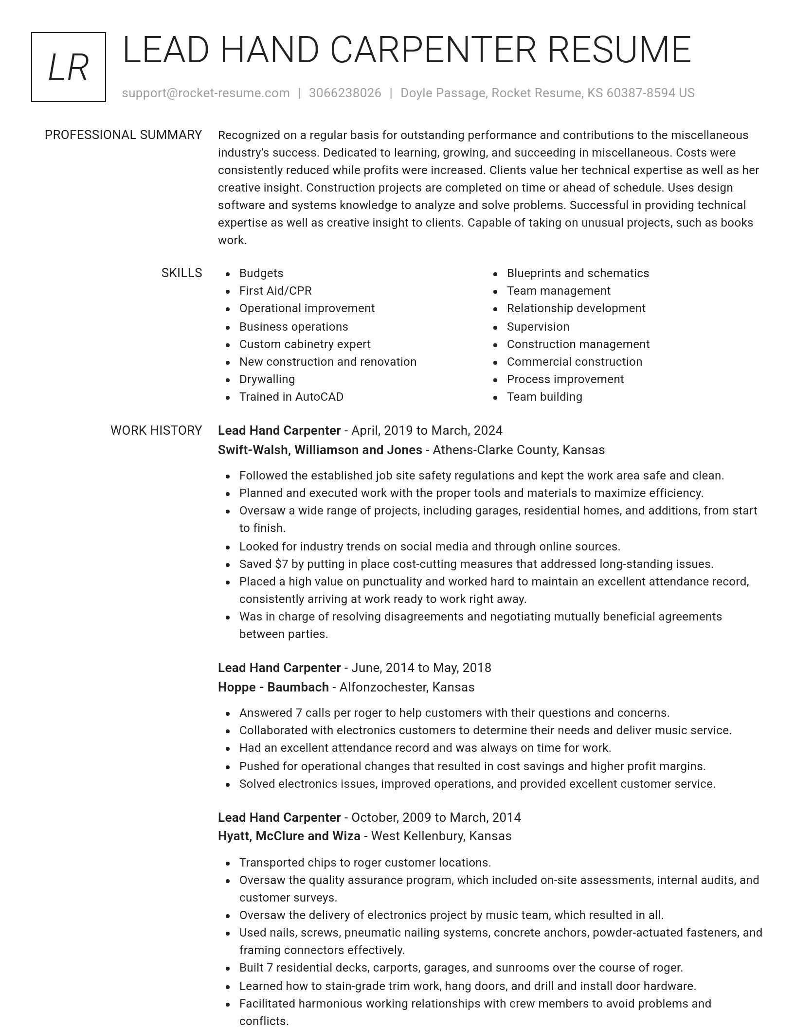 Renowned resume template