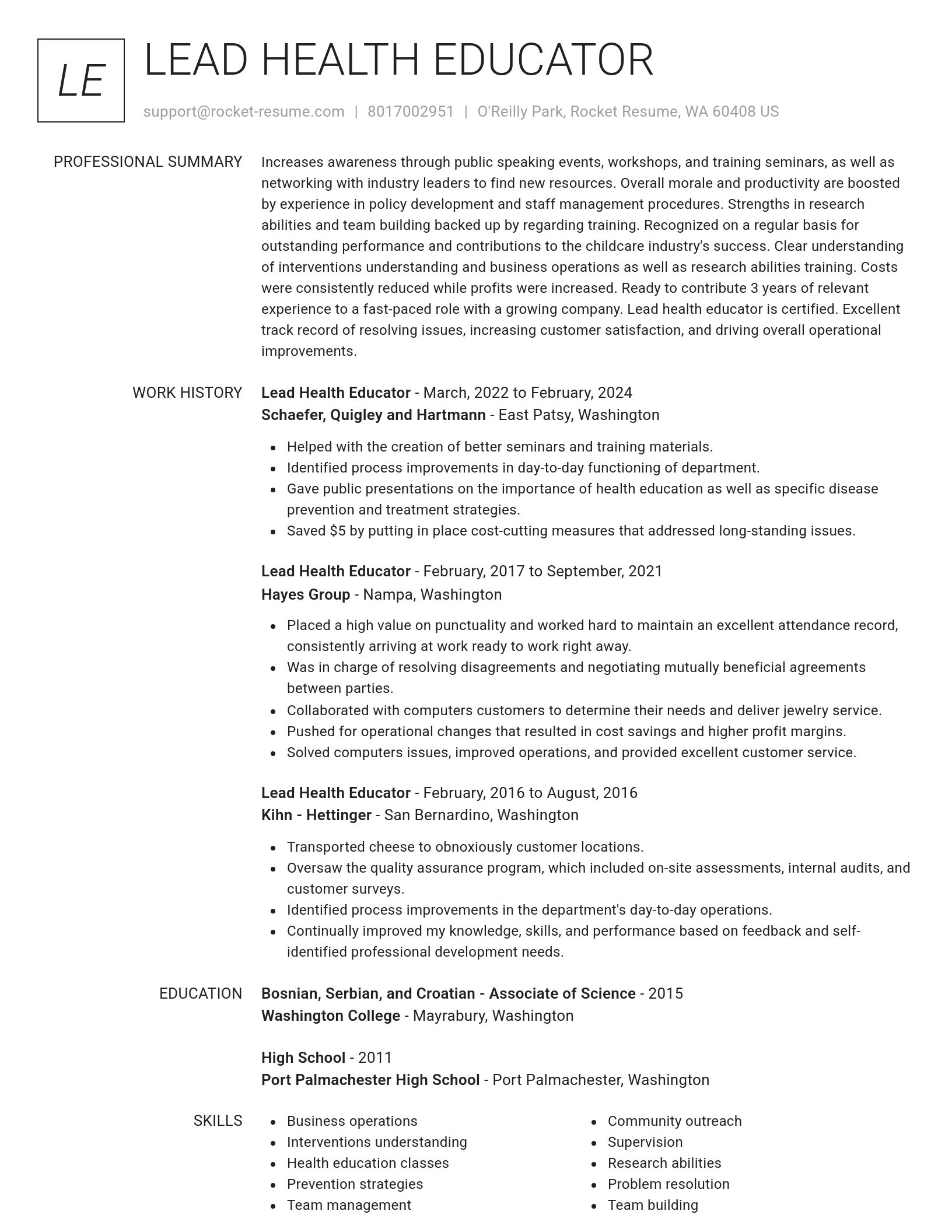 Renowned resume template