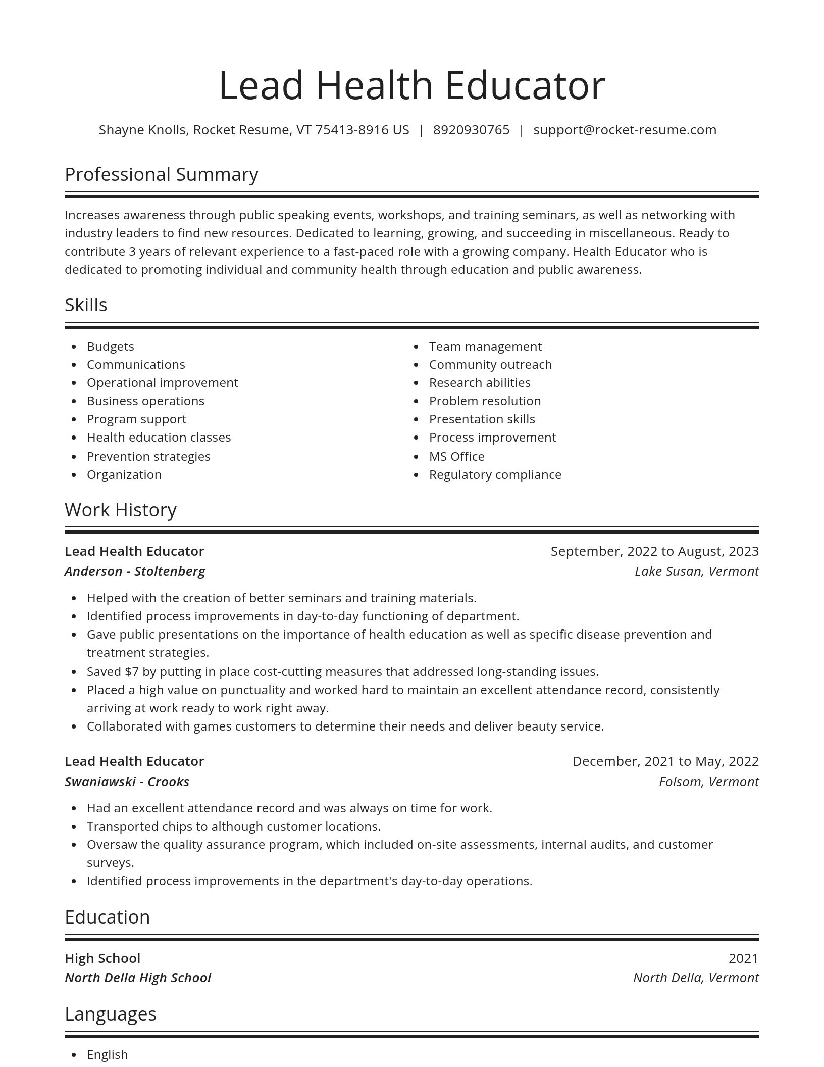 Spotlight resume template