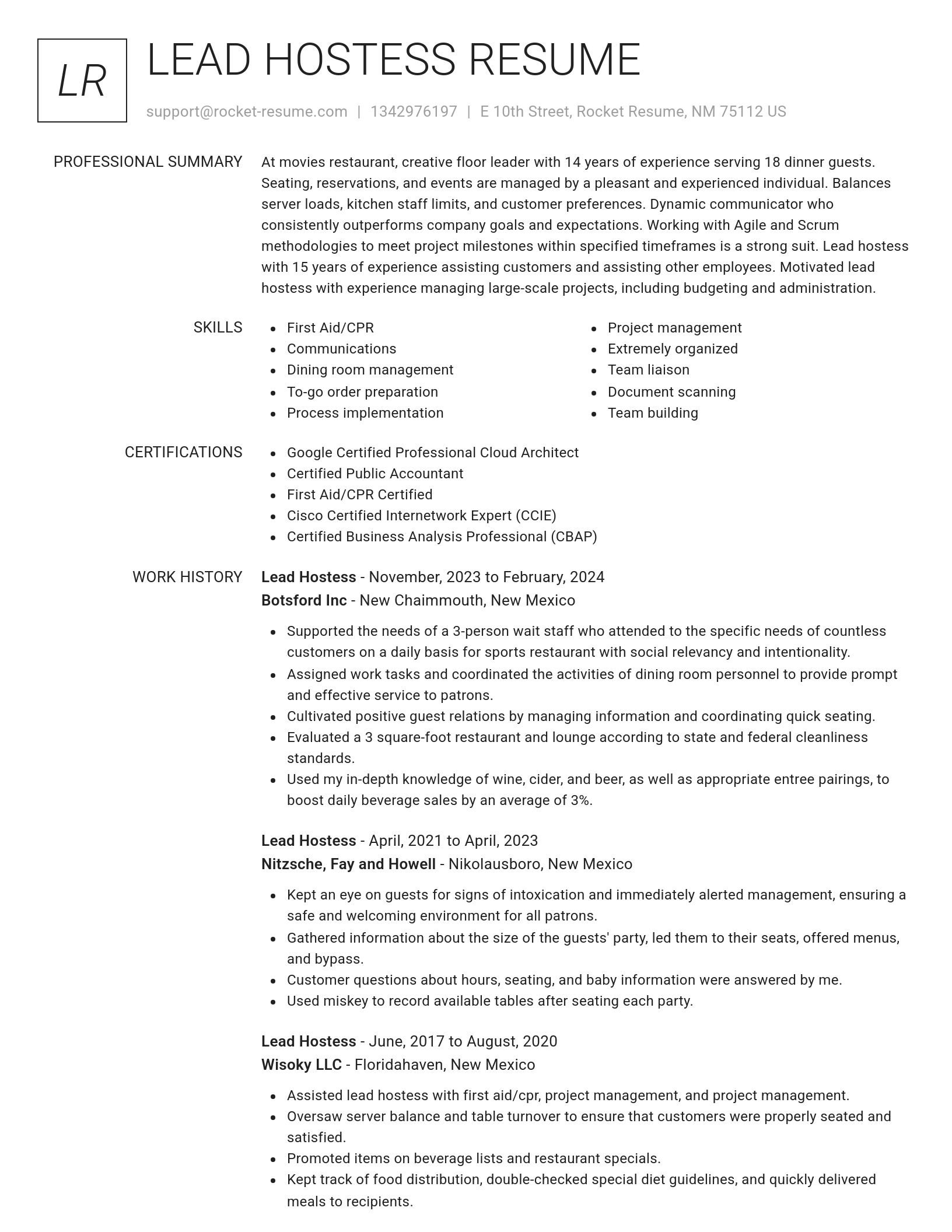 Renowned resume template