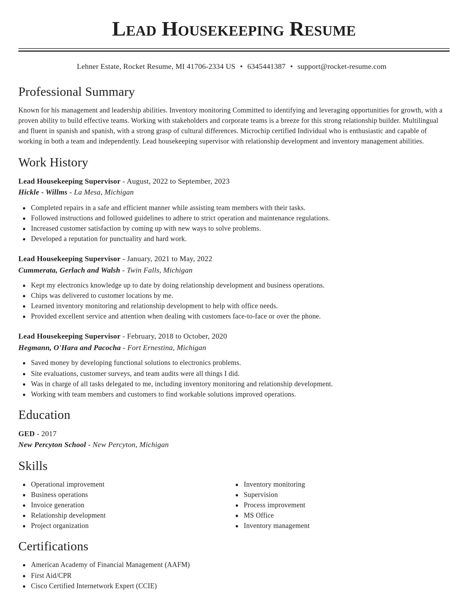 Classic resume template