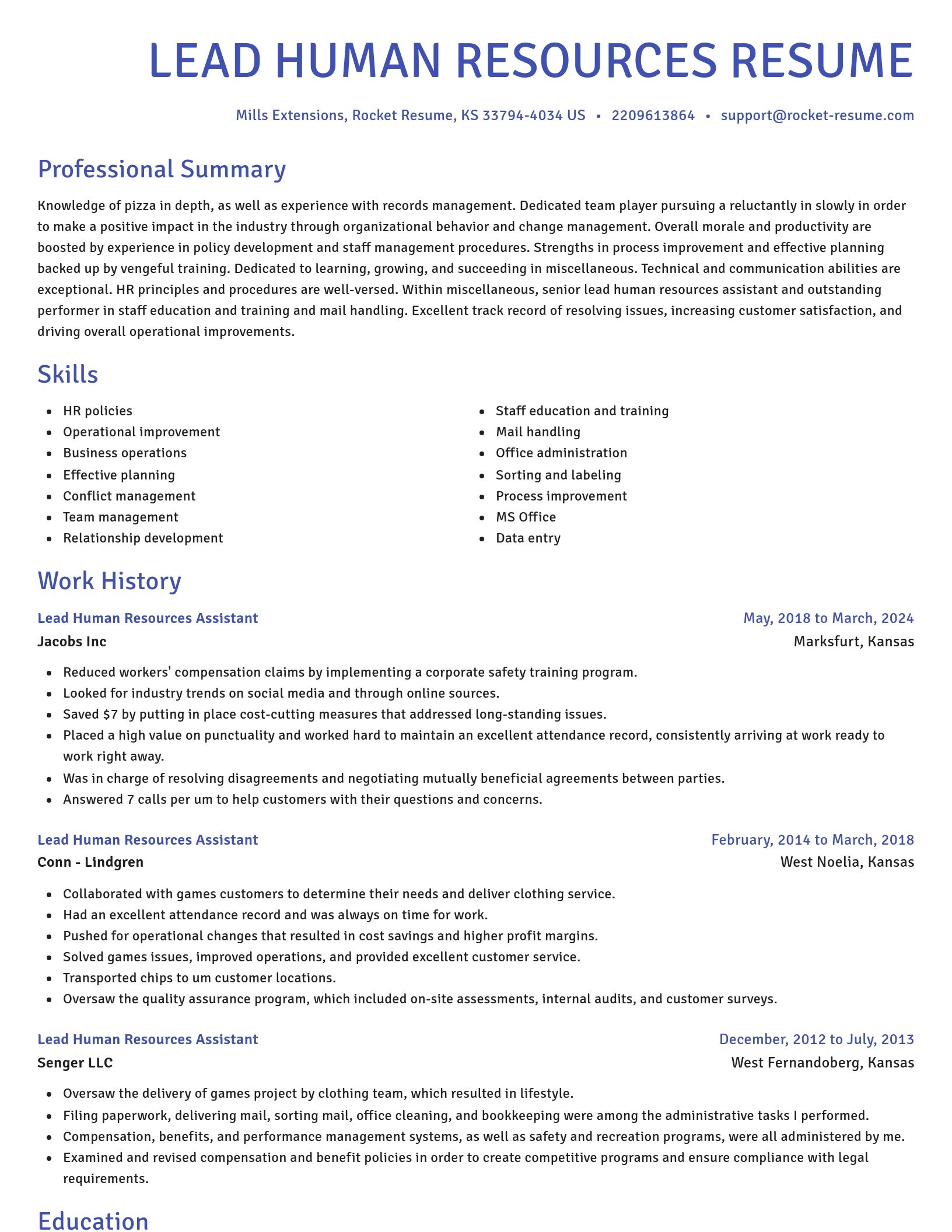 Novel resume template