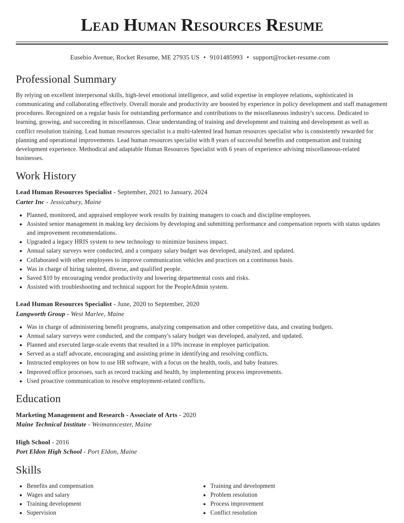 Classic resume template