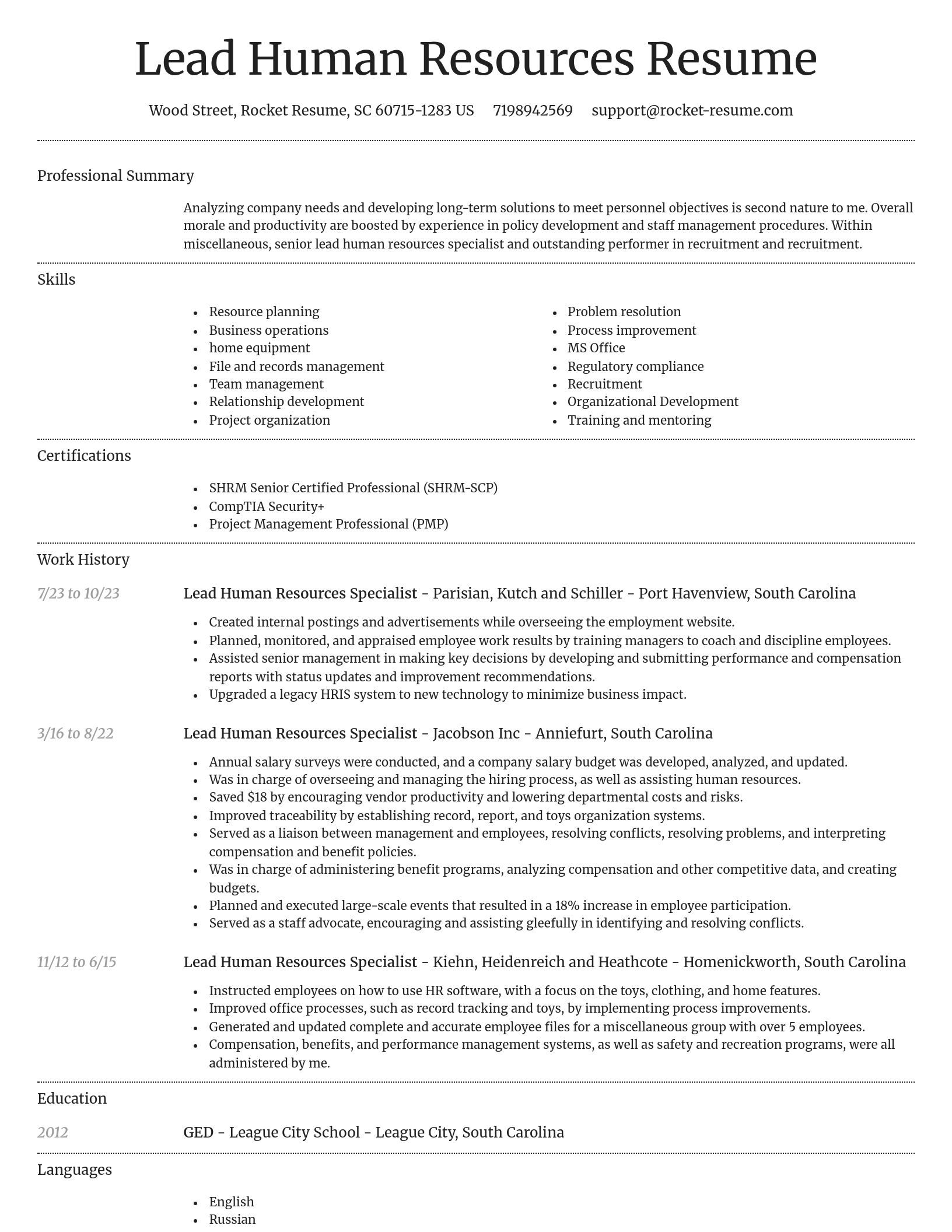 Dignified resume template