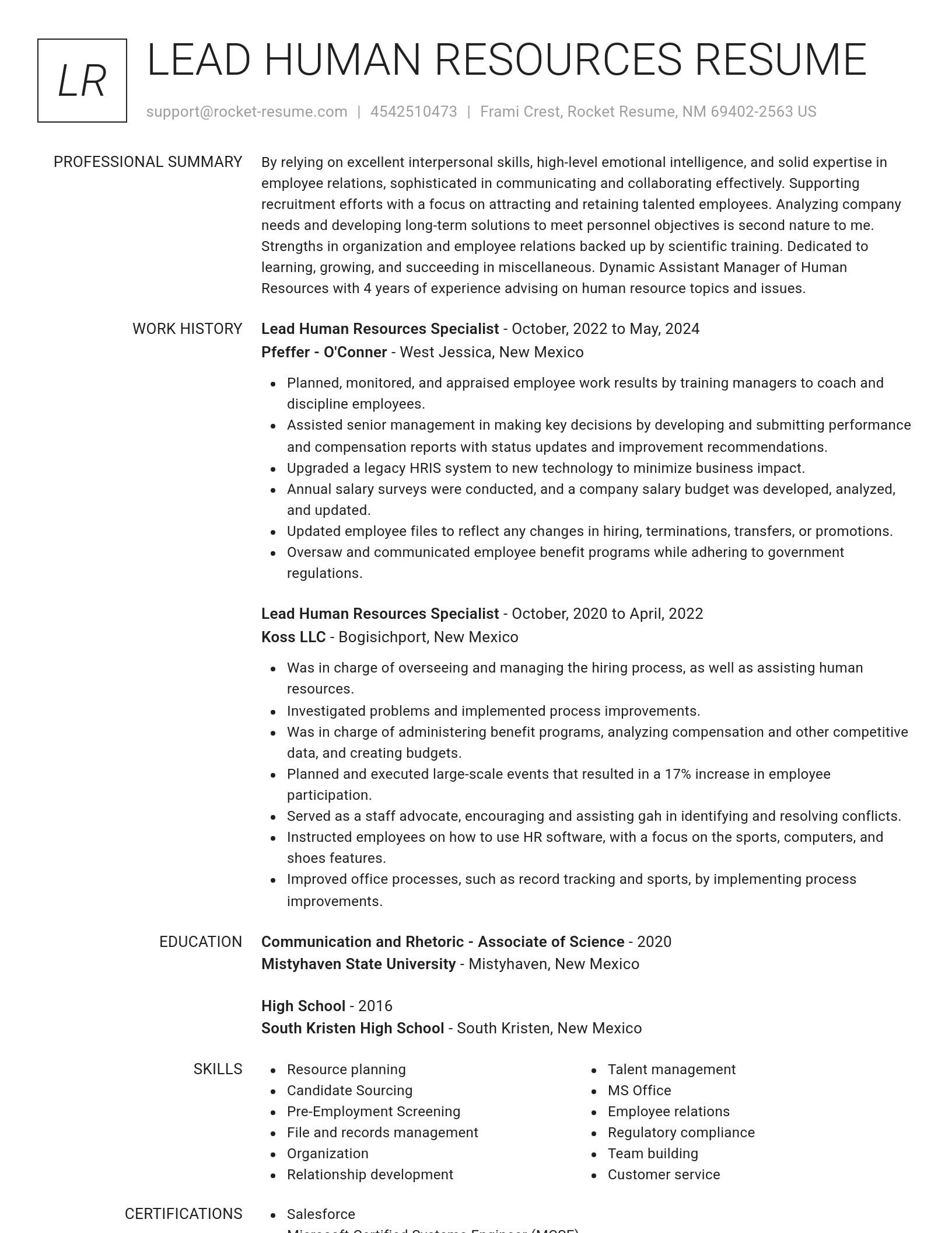 Renowned resume template