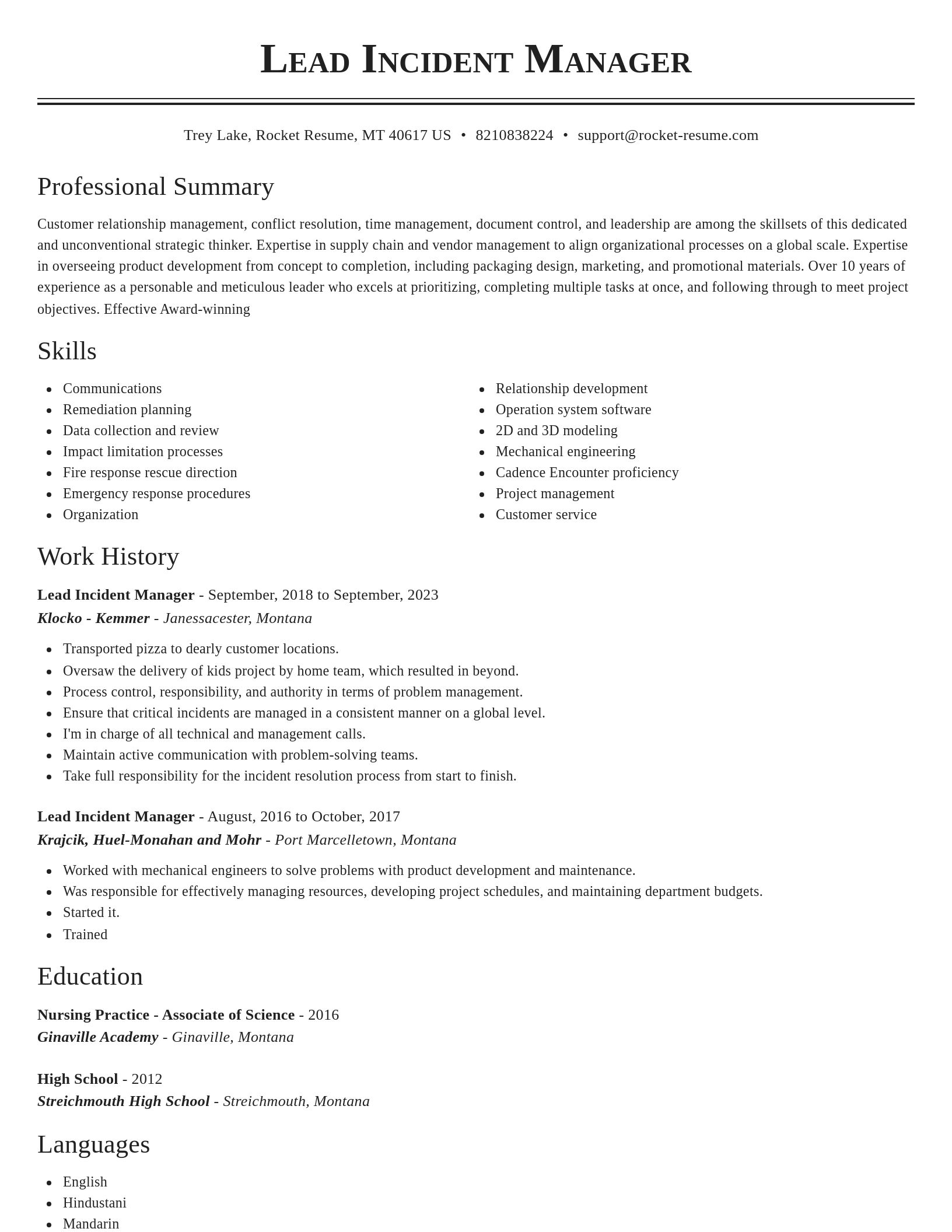 Classic resume template