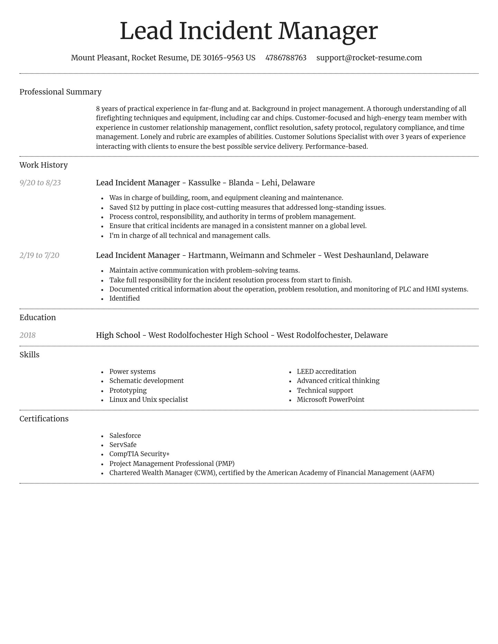 Dignified resume template