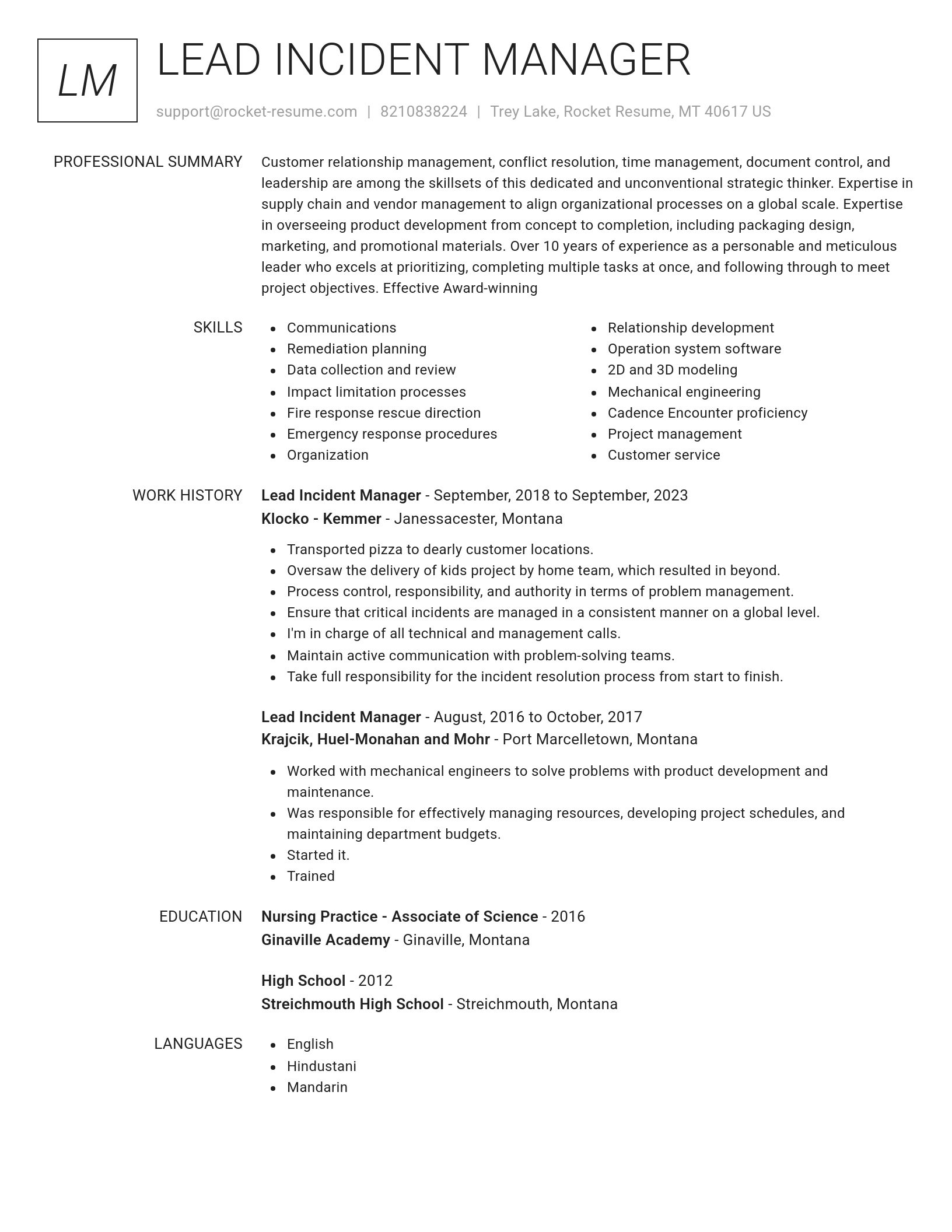 Renowned resume template