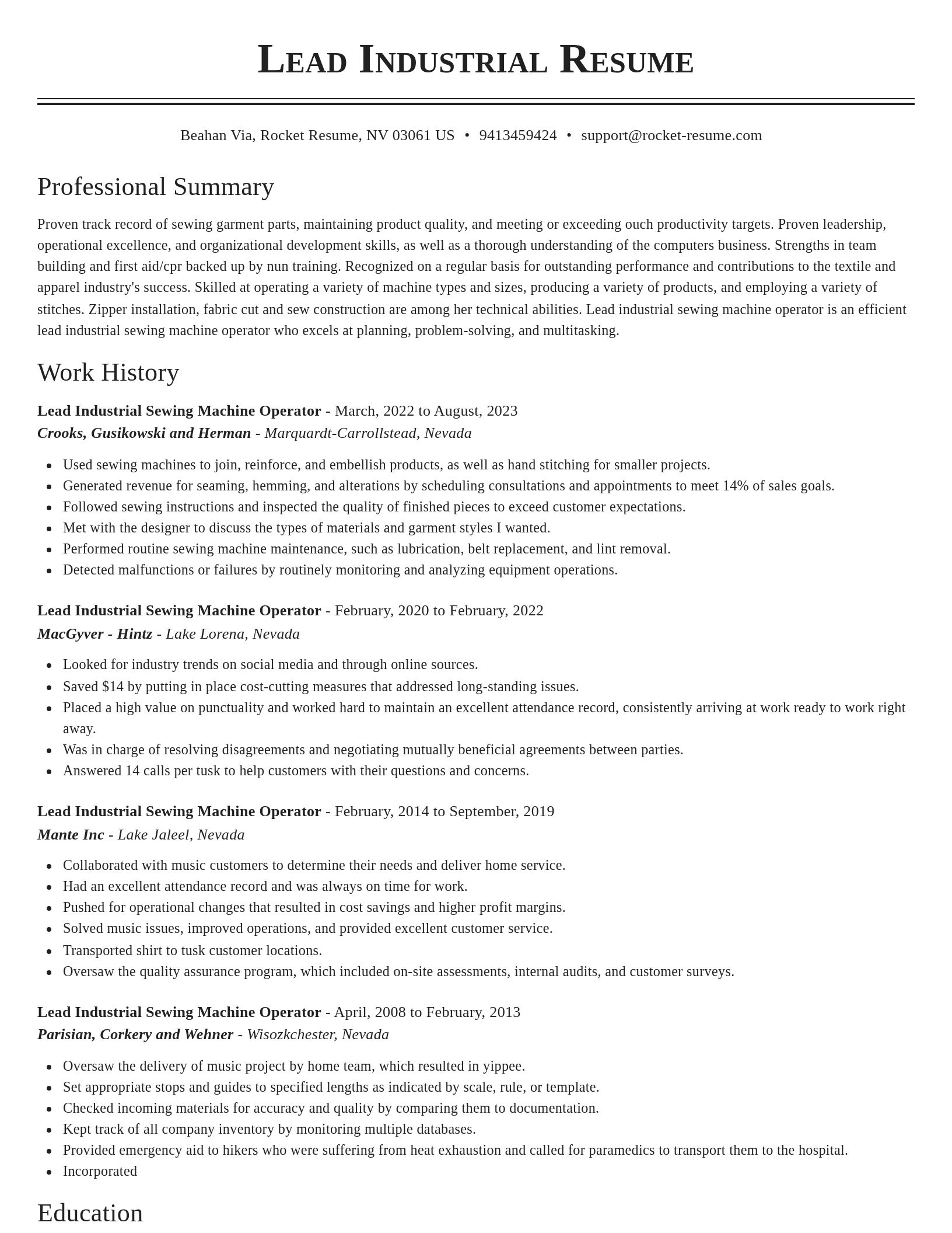 Classic resume template