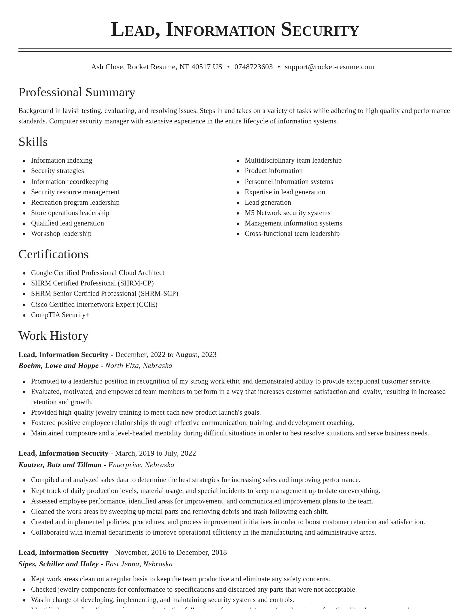 Classic resume template