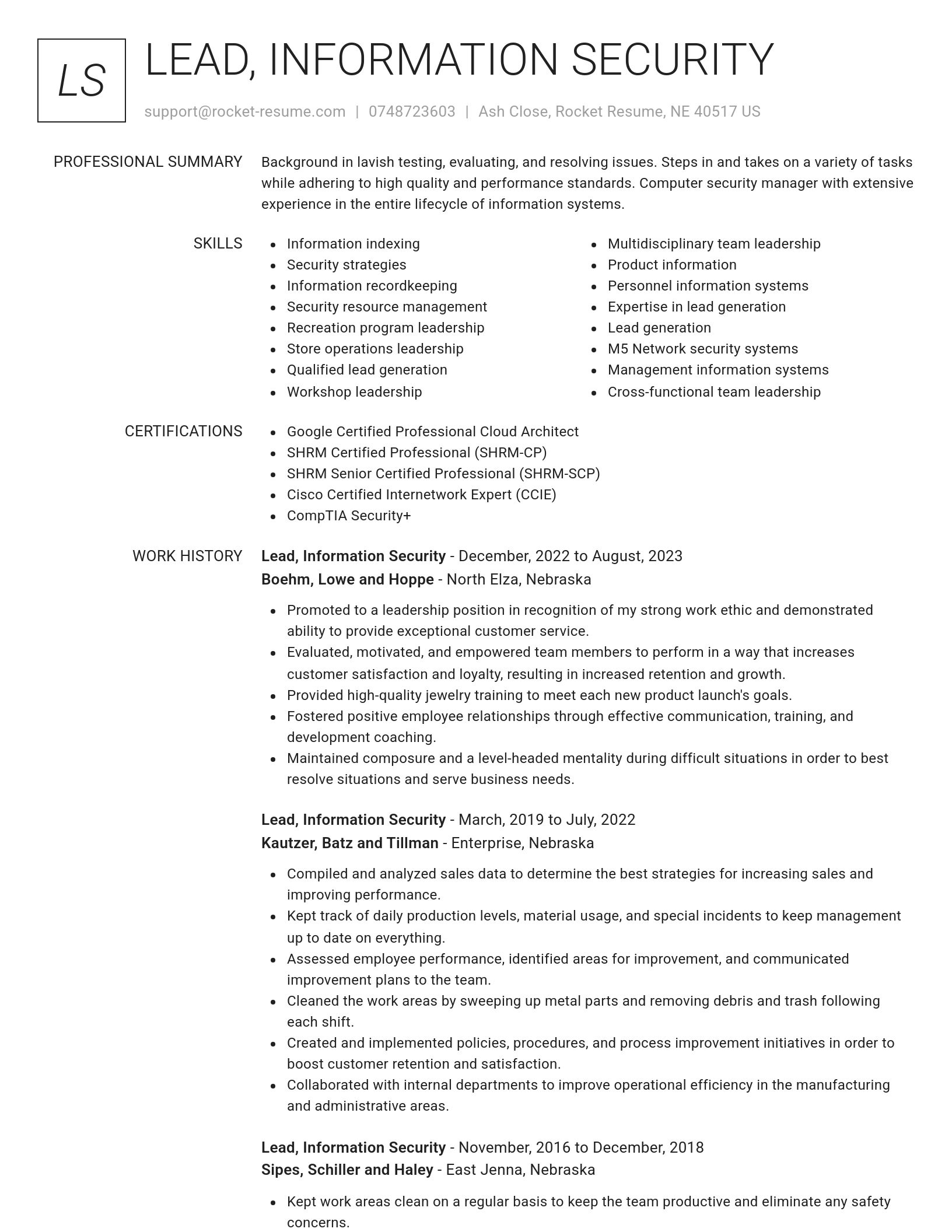 Renowned resume template