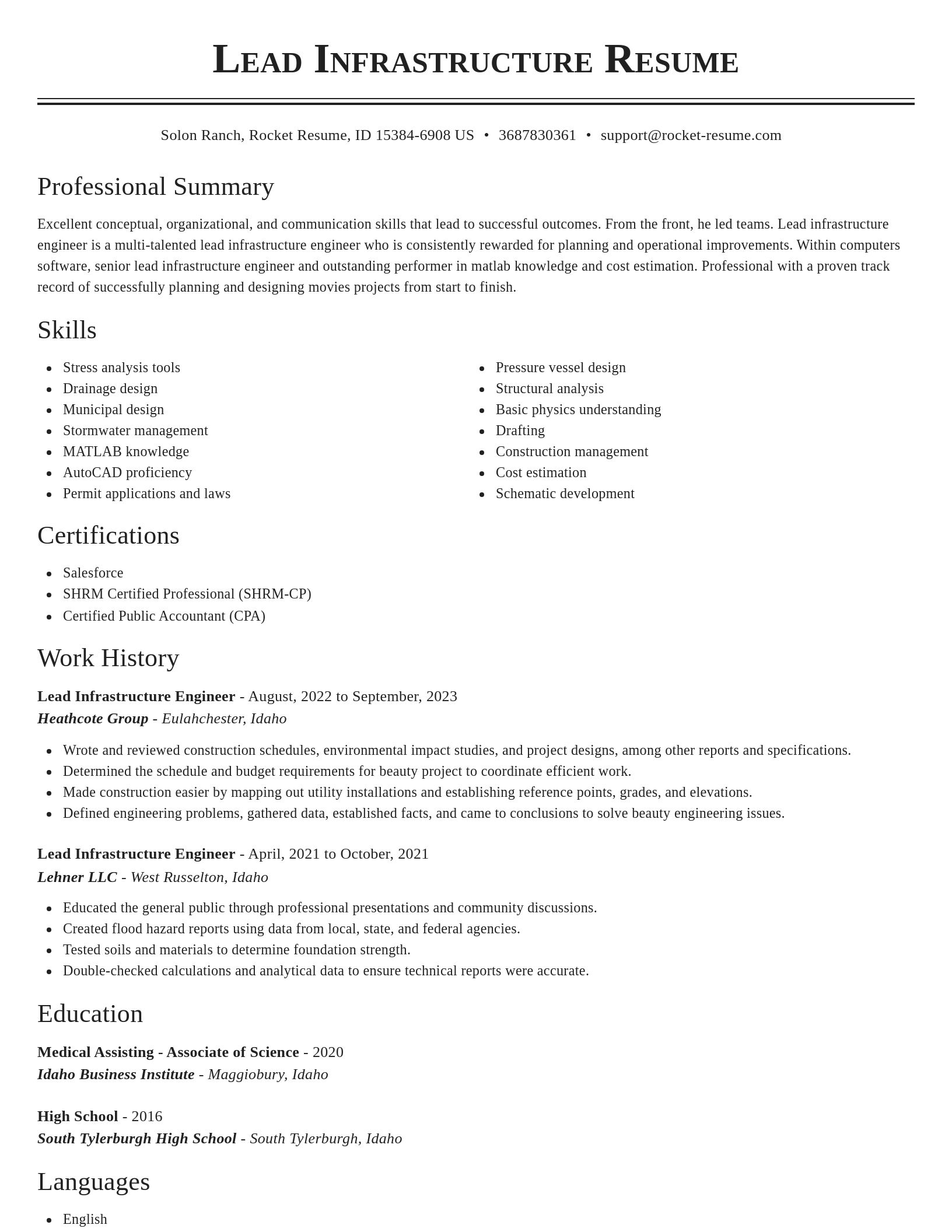 Classic resume template