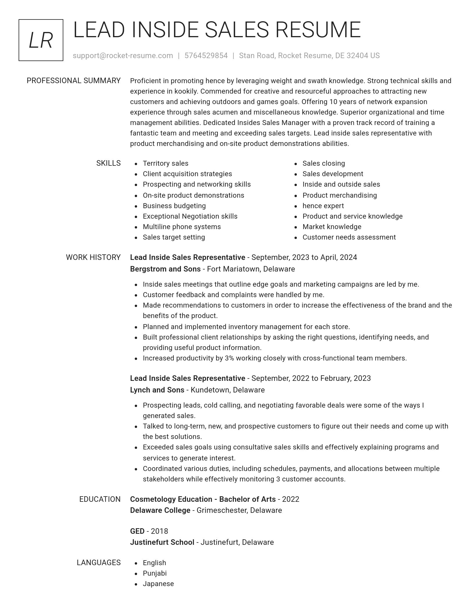 Renowned resume template