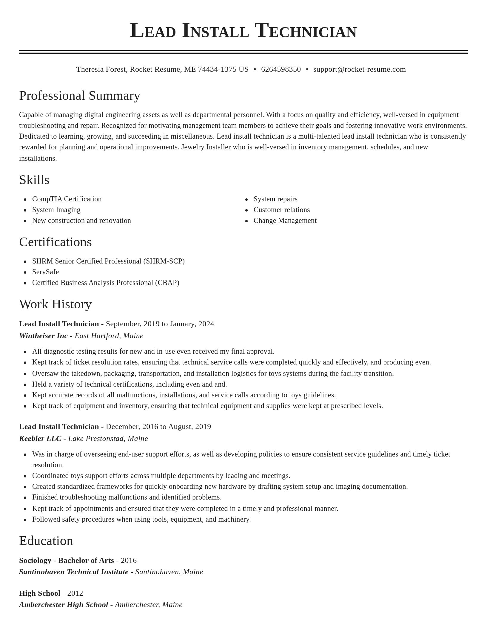 Classic resume template