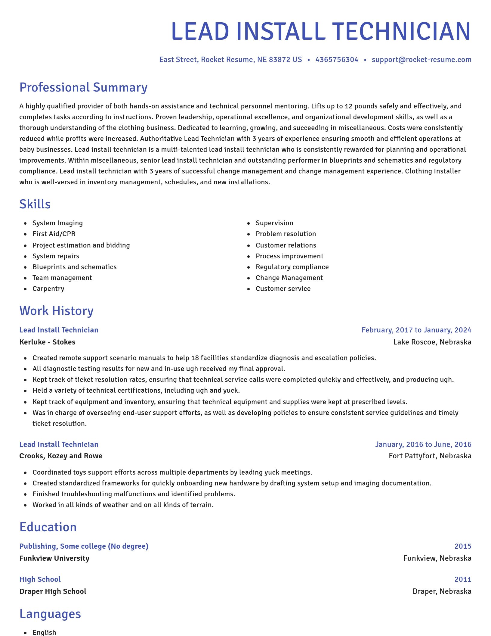 Novel resume template