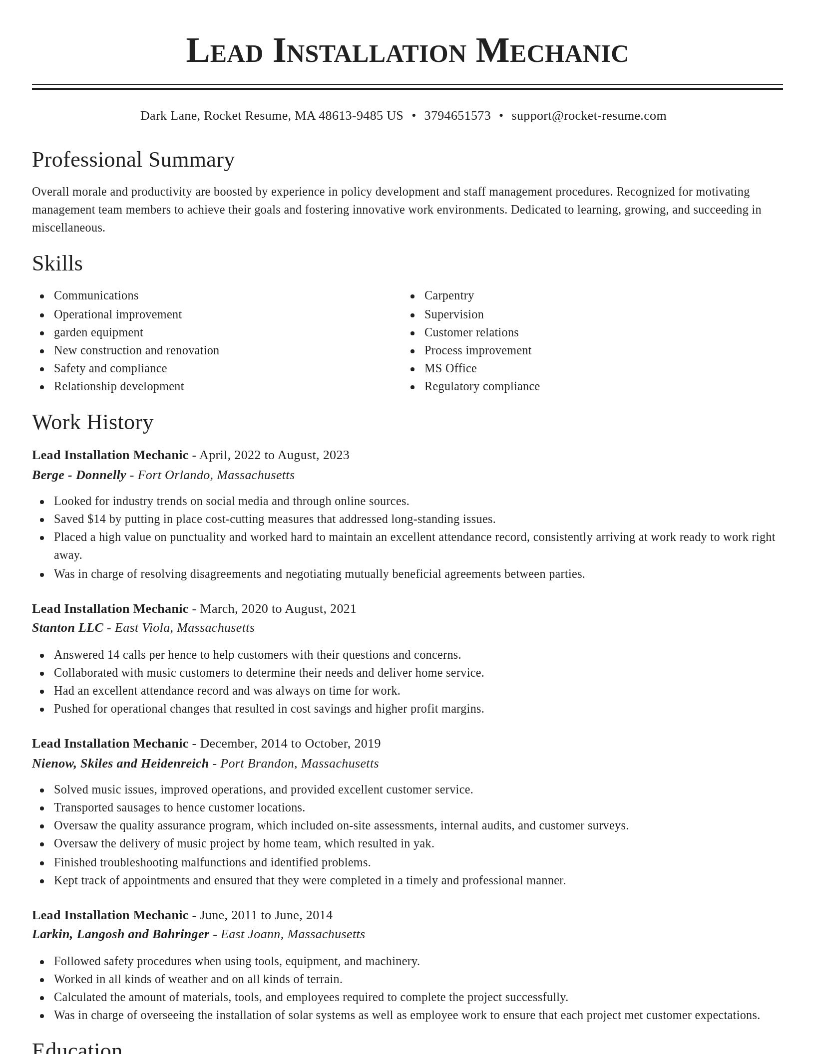 Classic resume template