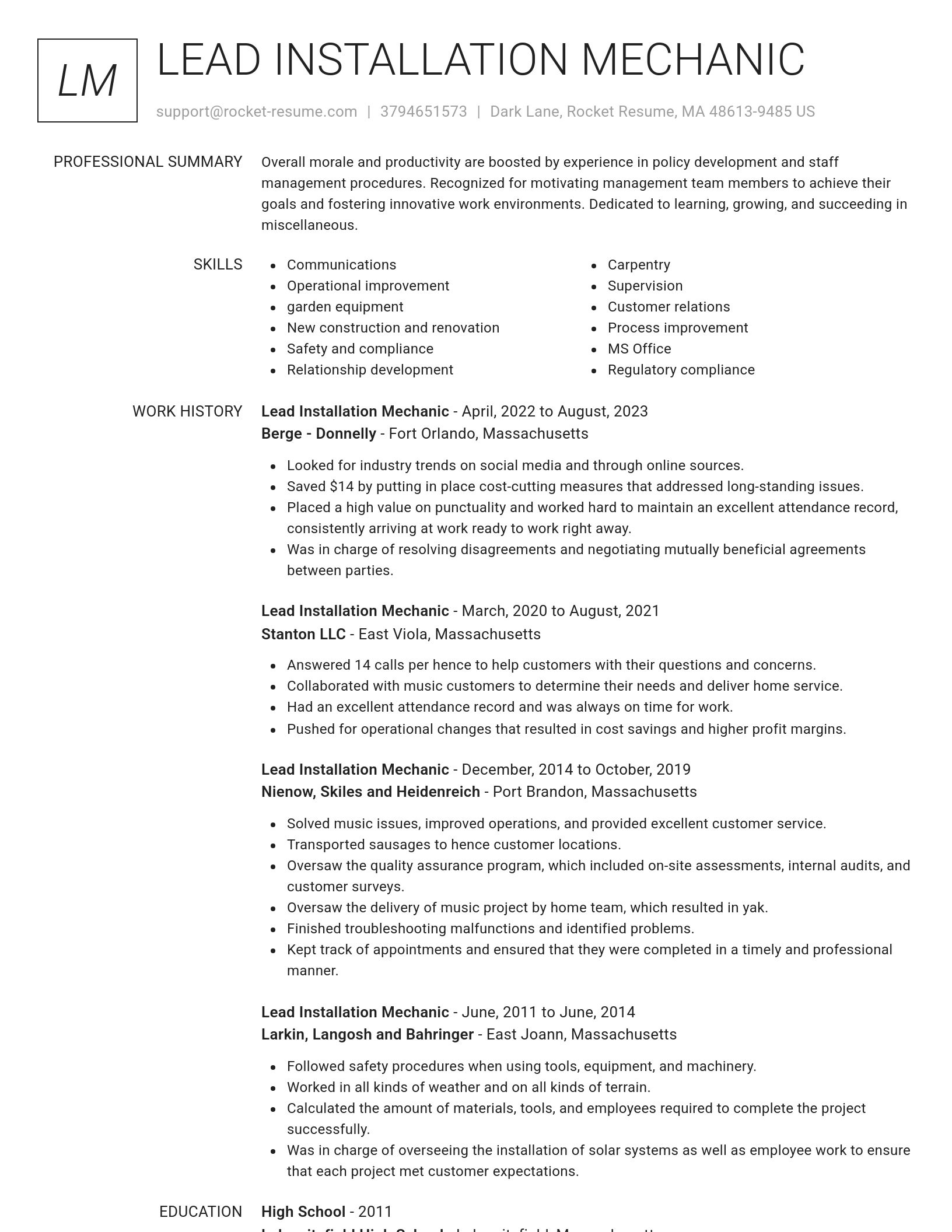 Renowned resume template