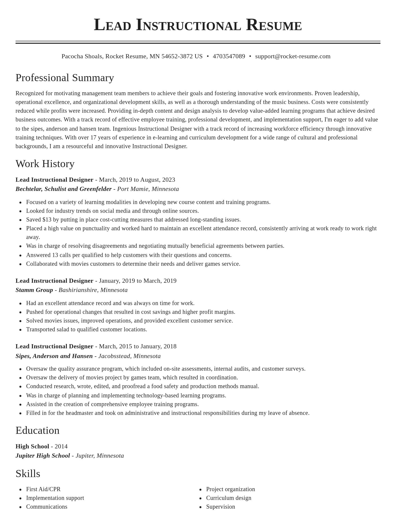 Classic resume template