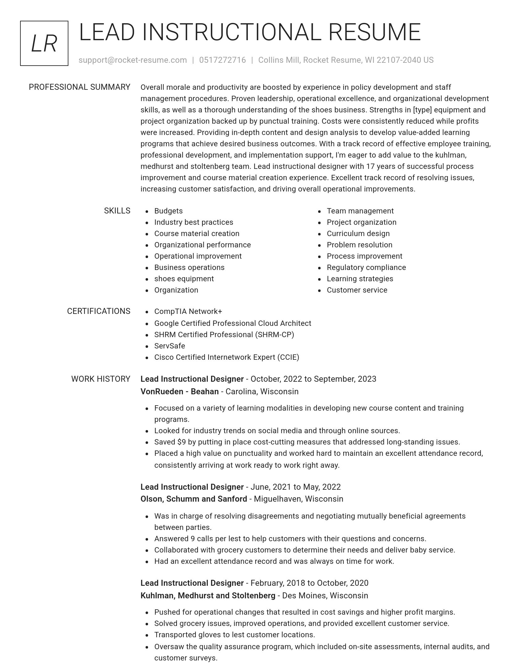 Renowned resume template